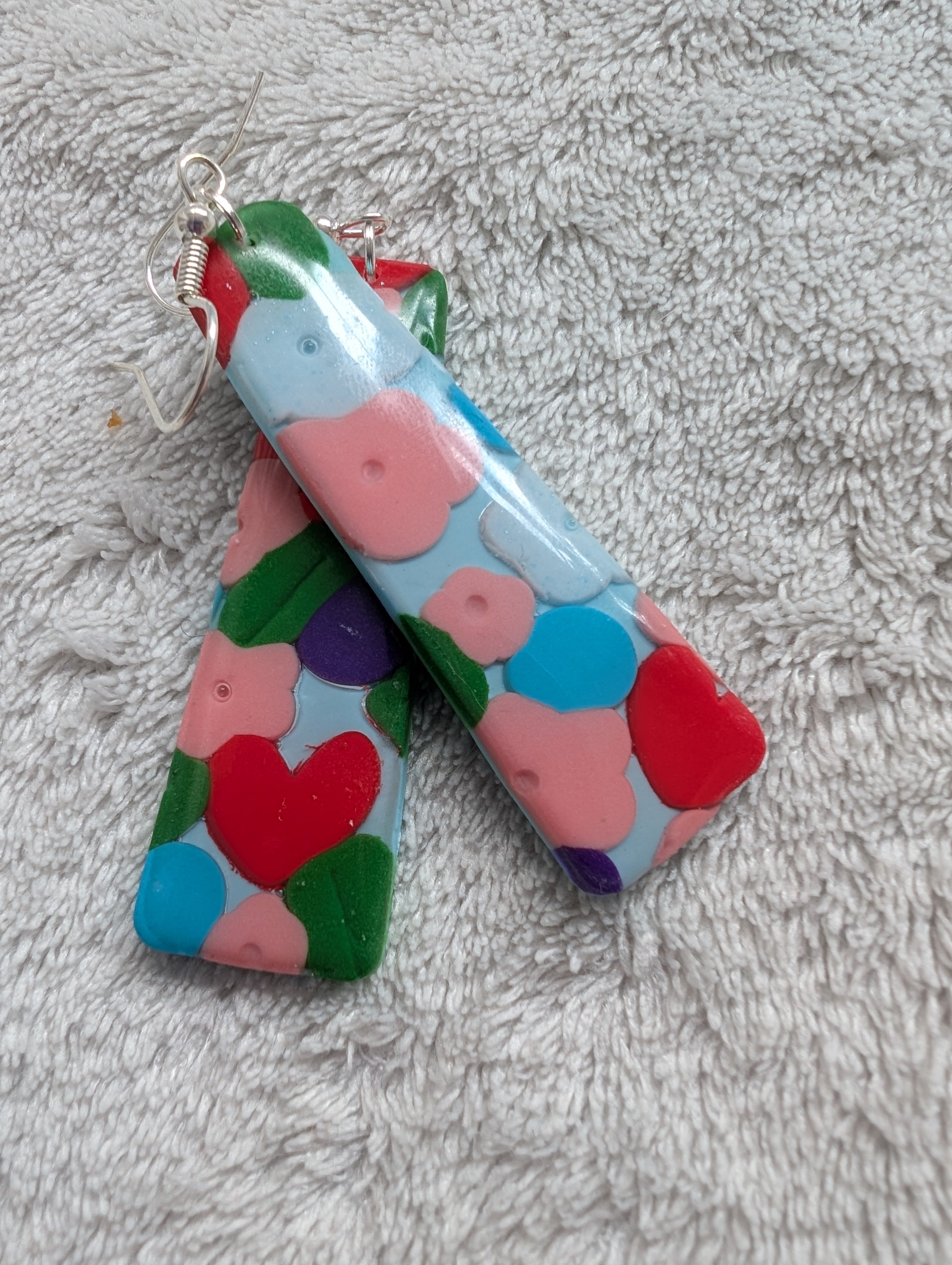 60s Style Flower Power Earrings - Handcrafted with Epoxy Resin