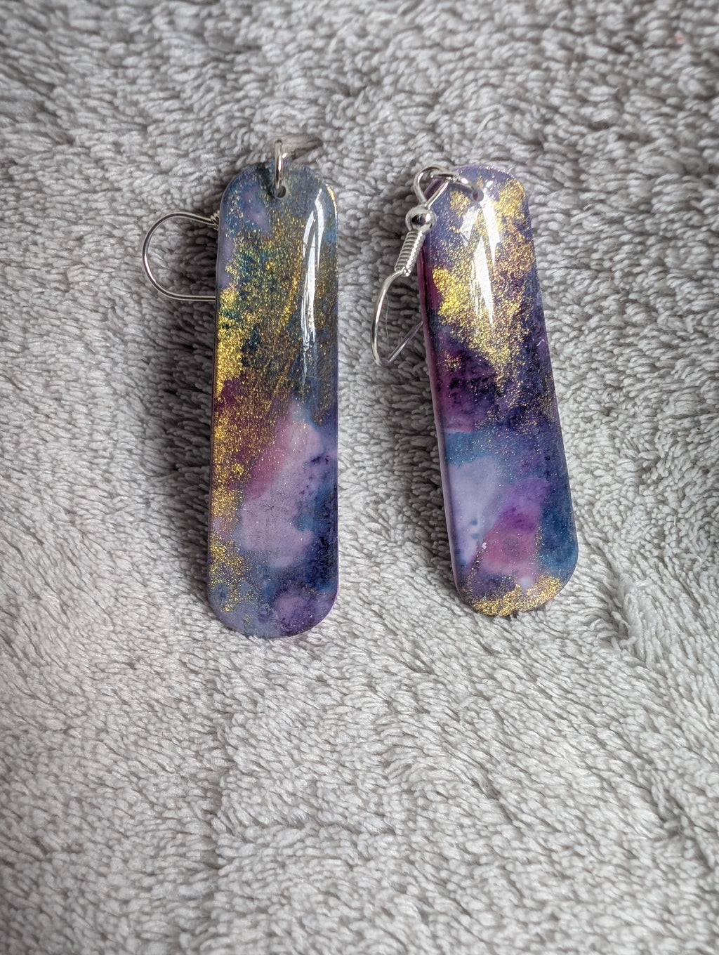 Space and Time Galaxy Earrings - Polymer Clay & Alcohol Ink