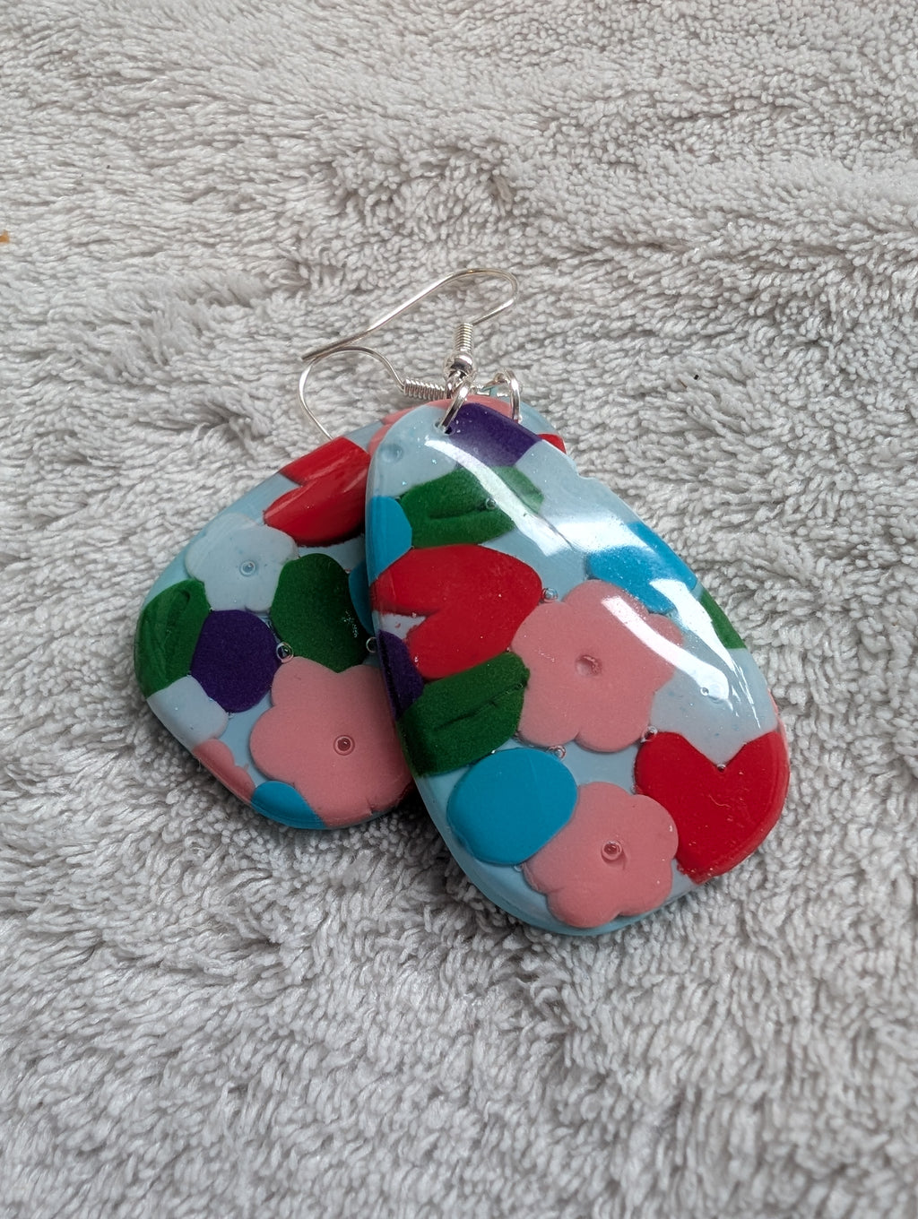 60s Style Flower Power Earrings - Handcrafted with Epoxy Resin