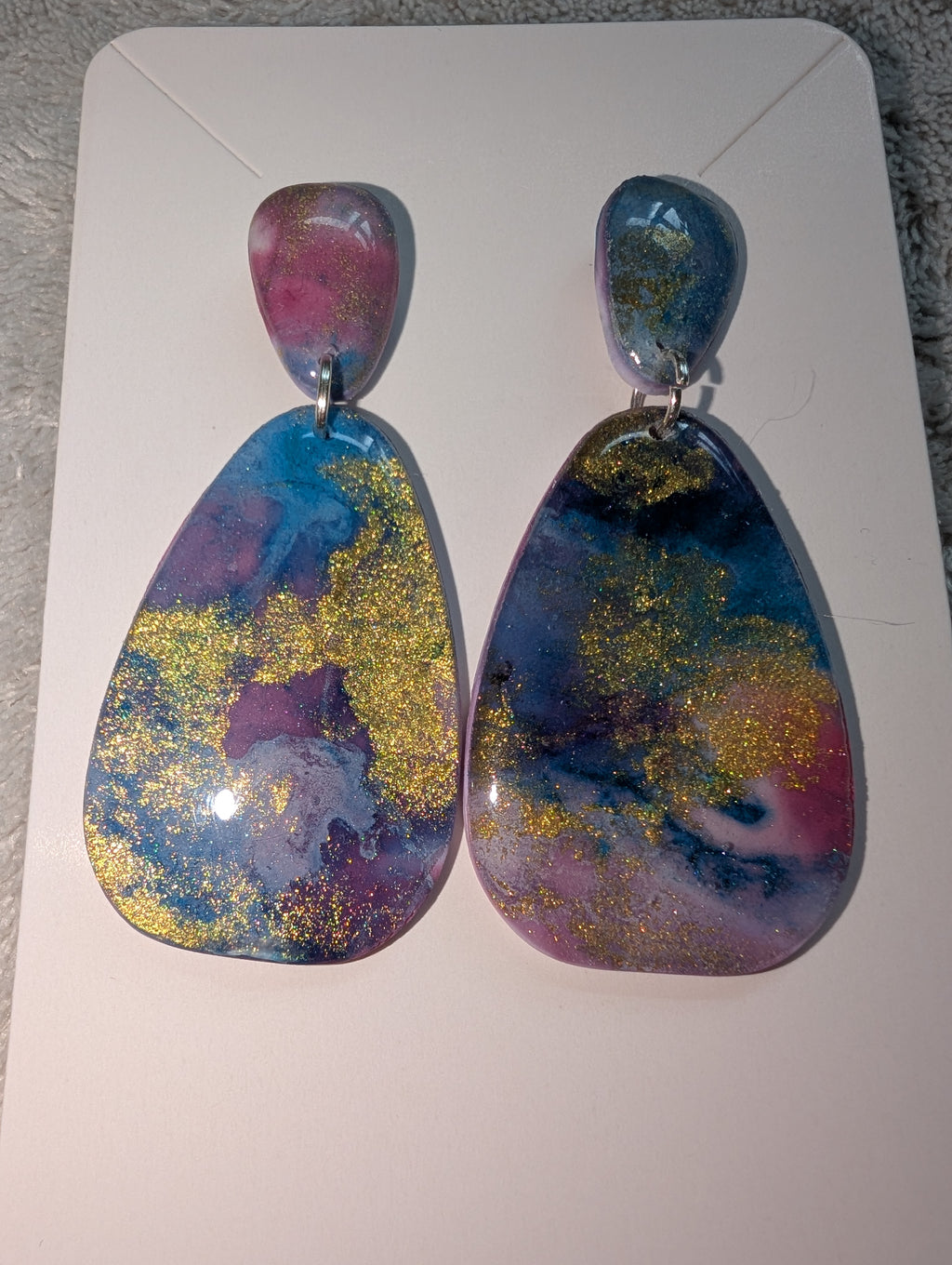 Space and Time Galaxy Stud Earrings - Two-Tier Polymer Clay Design