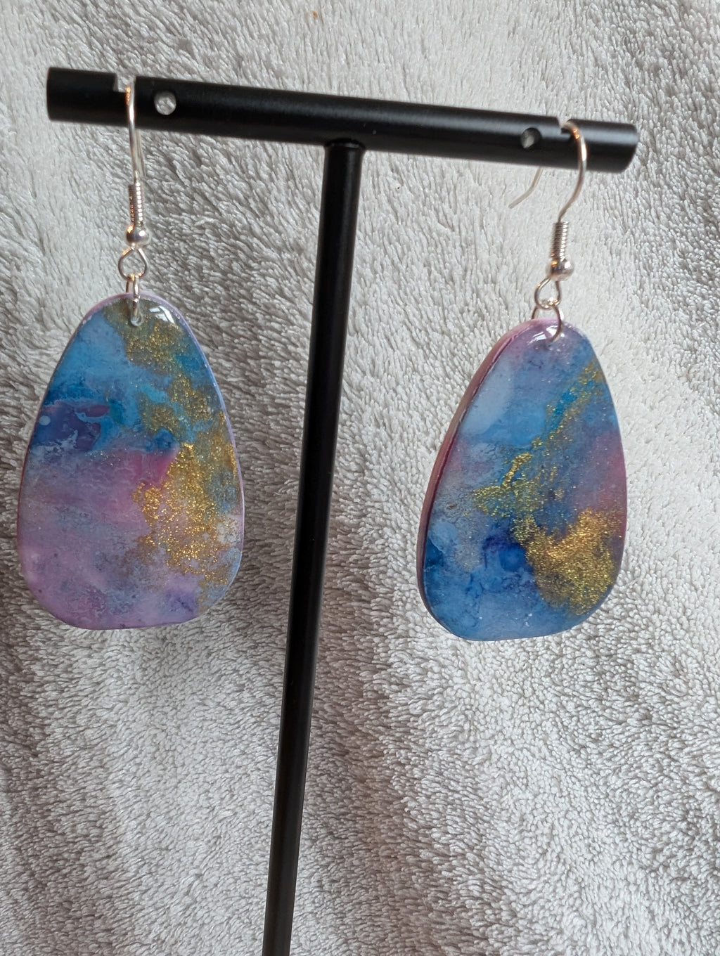 Space and Time Galaxy Earrings - Polymer Clay & Alcohol Ink