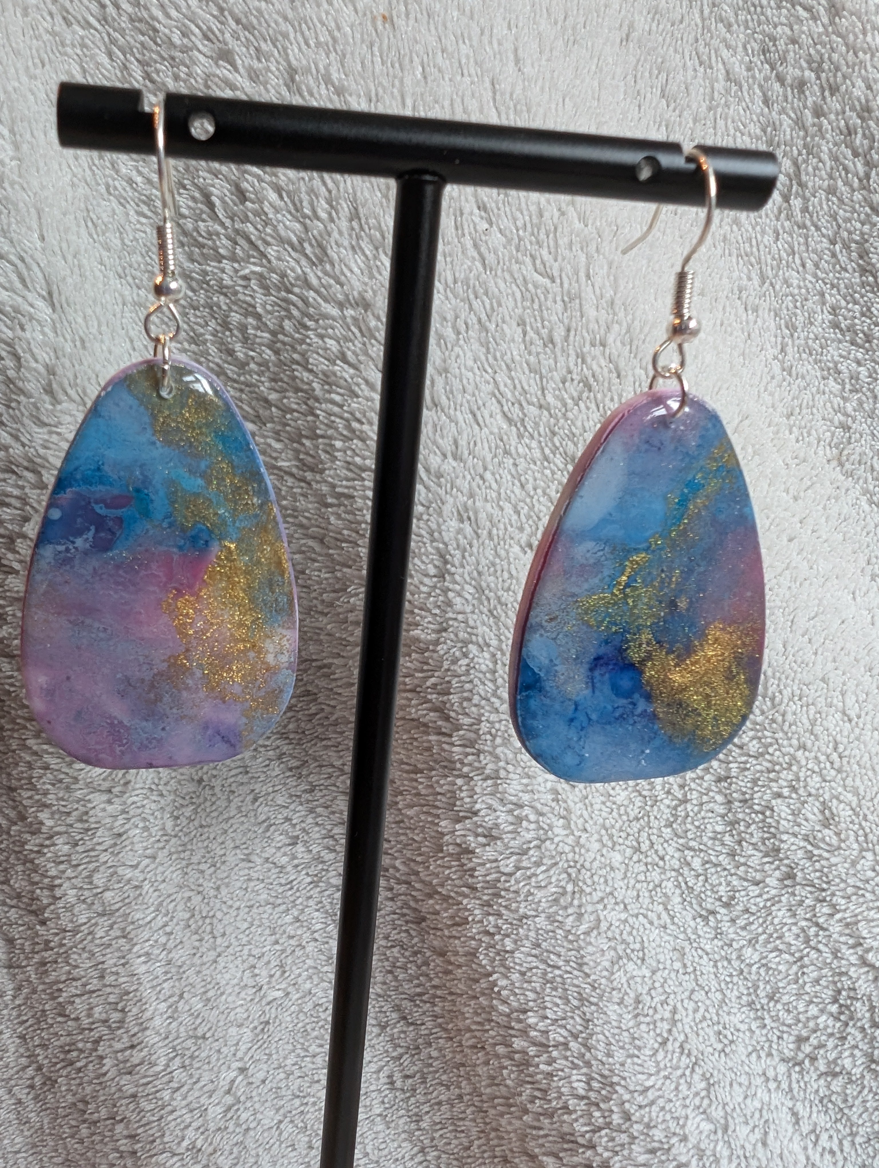 Space and Time Galaxy Earrings - Polymer Clay & Alcohol Ink