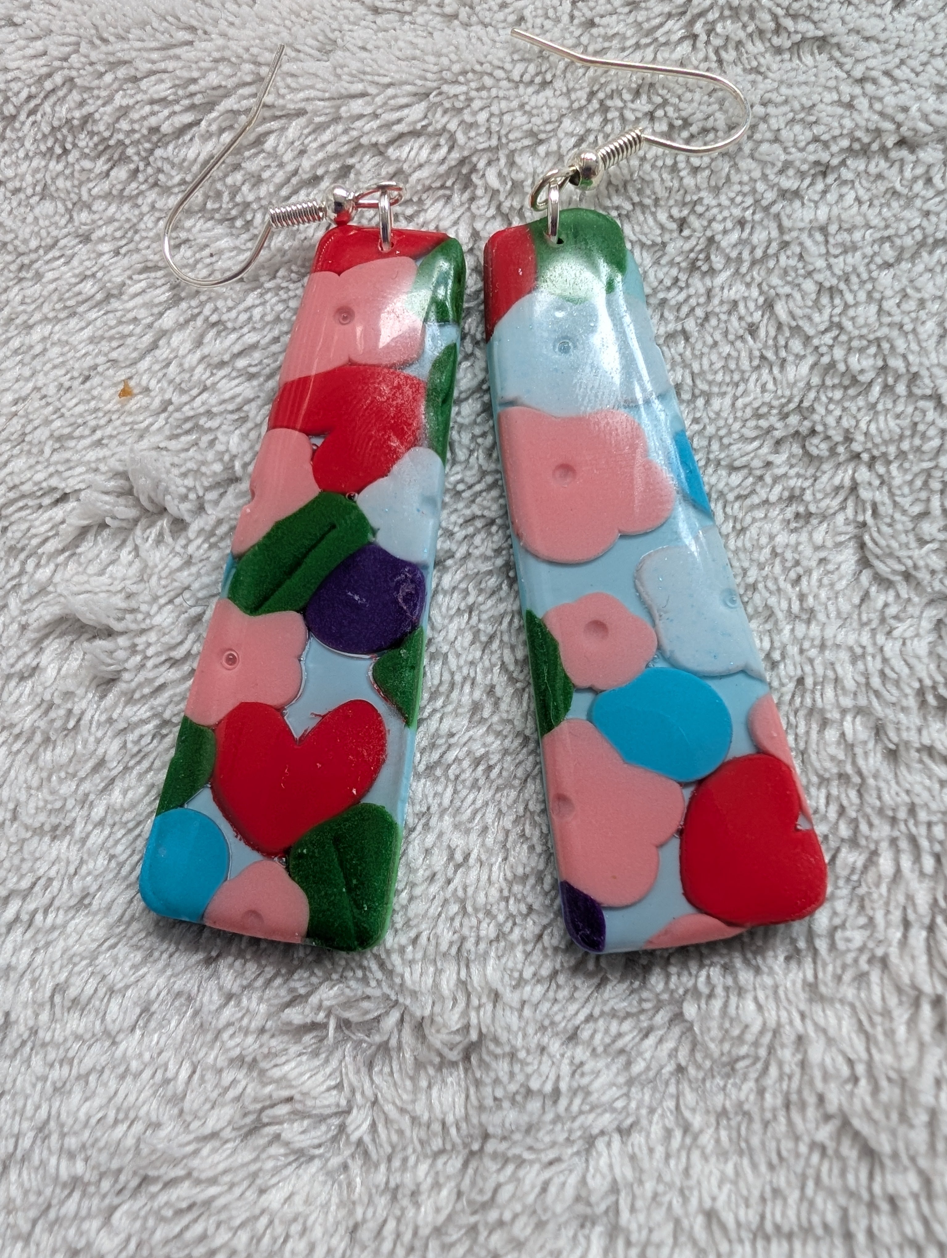 60s Style Flower Power Earrings - Handcrafted with Epoxy Resin