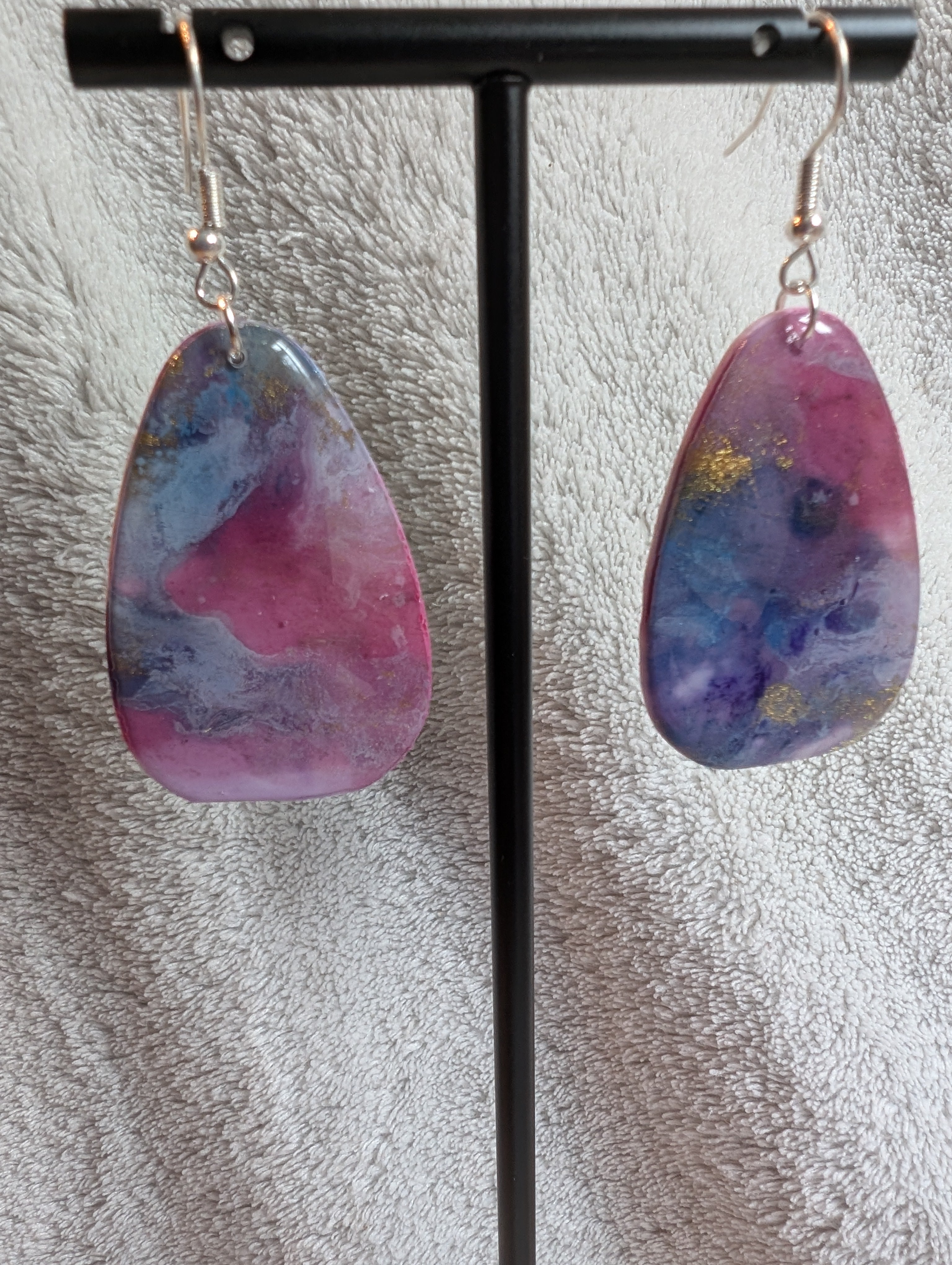 Space and Time Galaxy Earrings - Polymer Clay & Alcohol Ink