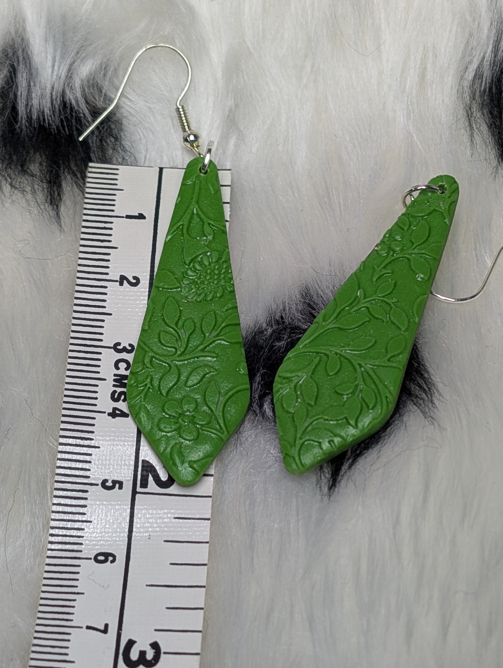Forest green embossed earrings