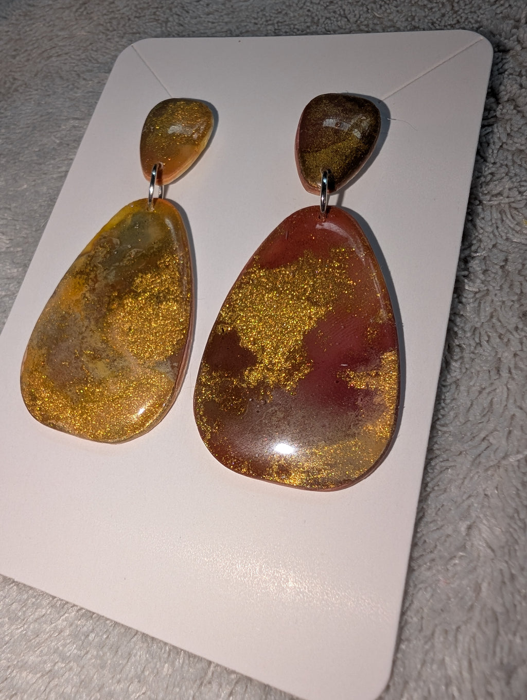 Autumn Galaxy Stud Earrings - Polymer Clay & Alcohol Ink