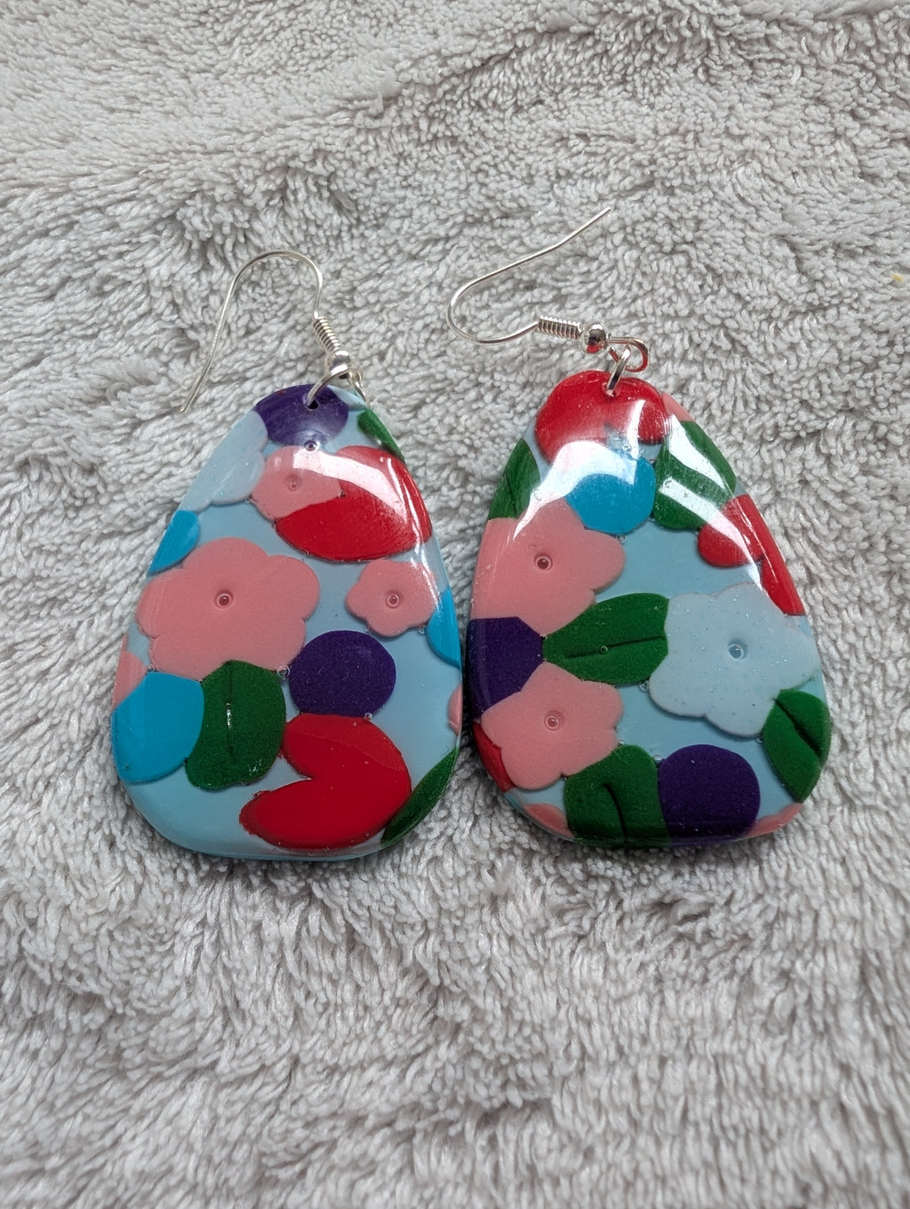 60s Style Flower Power Earrings - Handcrafted with Epoxy Resin