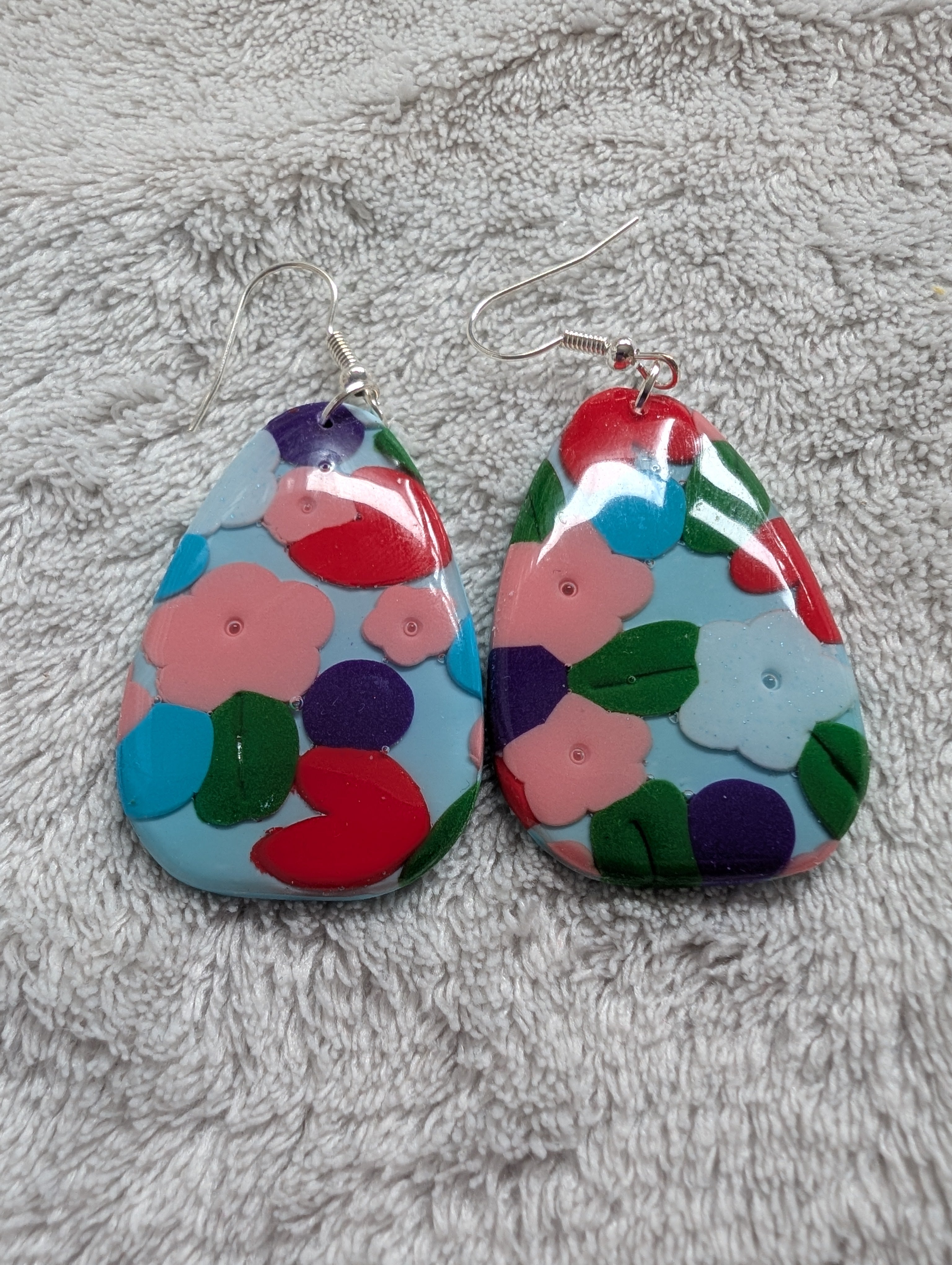 60s Style Flower Power Earrings - Handcrafted with Epoxy Resin