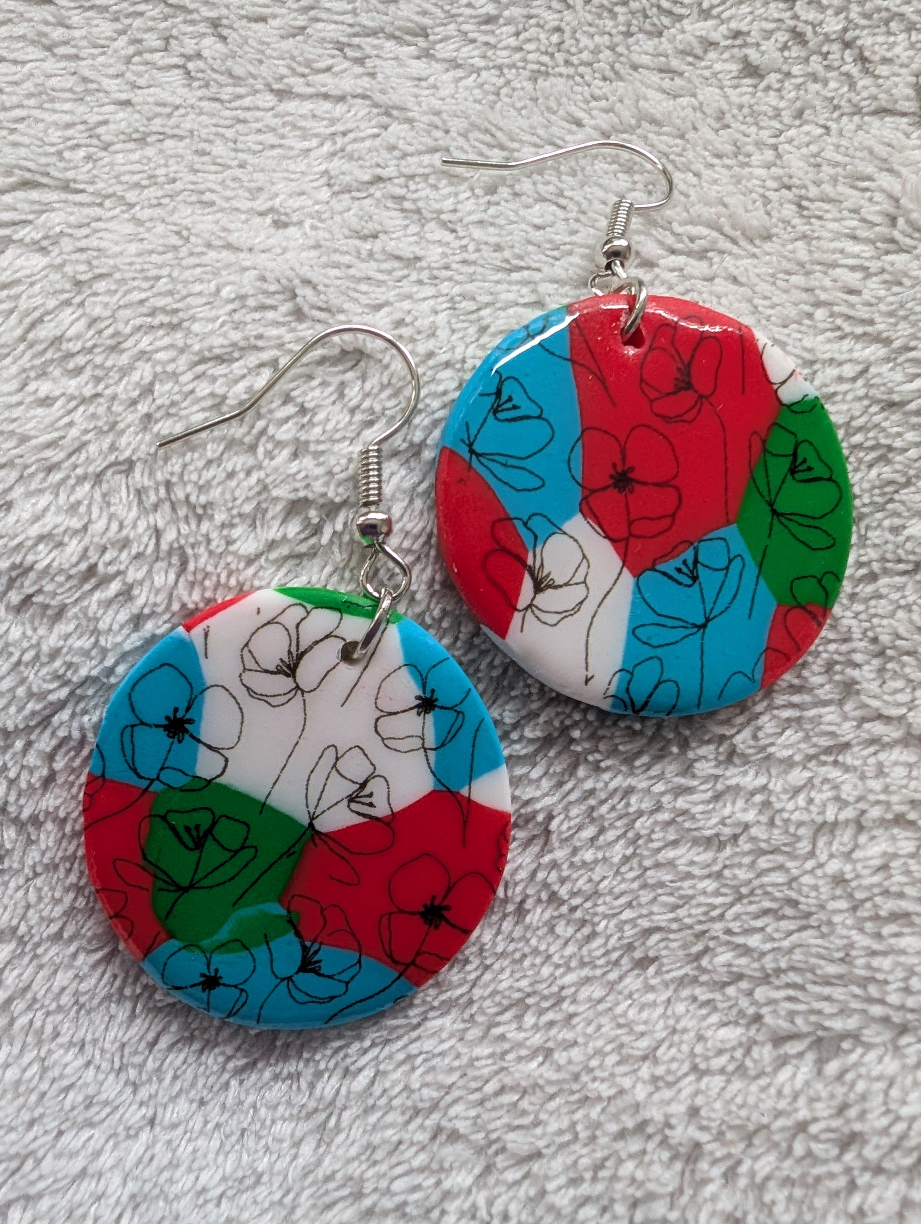 Handcrafted Multicoloured Linear Print Polymer Clay Earrings - Bold Statement Design