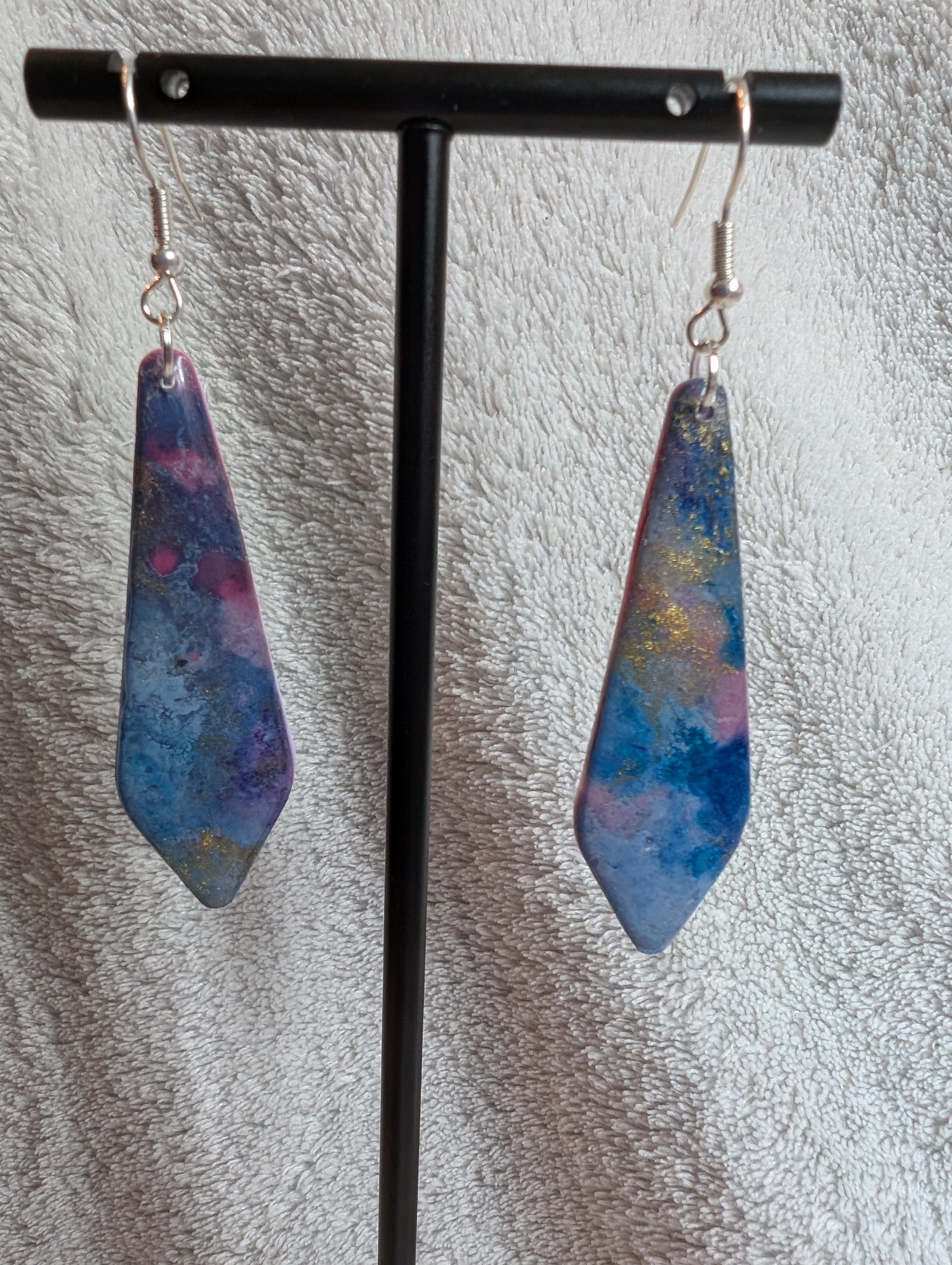 Space and Time Galaxy Earrings - Polymer Clay & Alcohol Ink