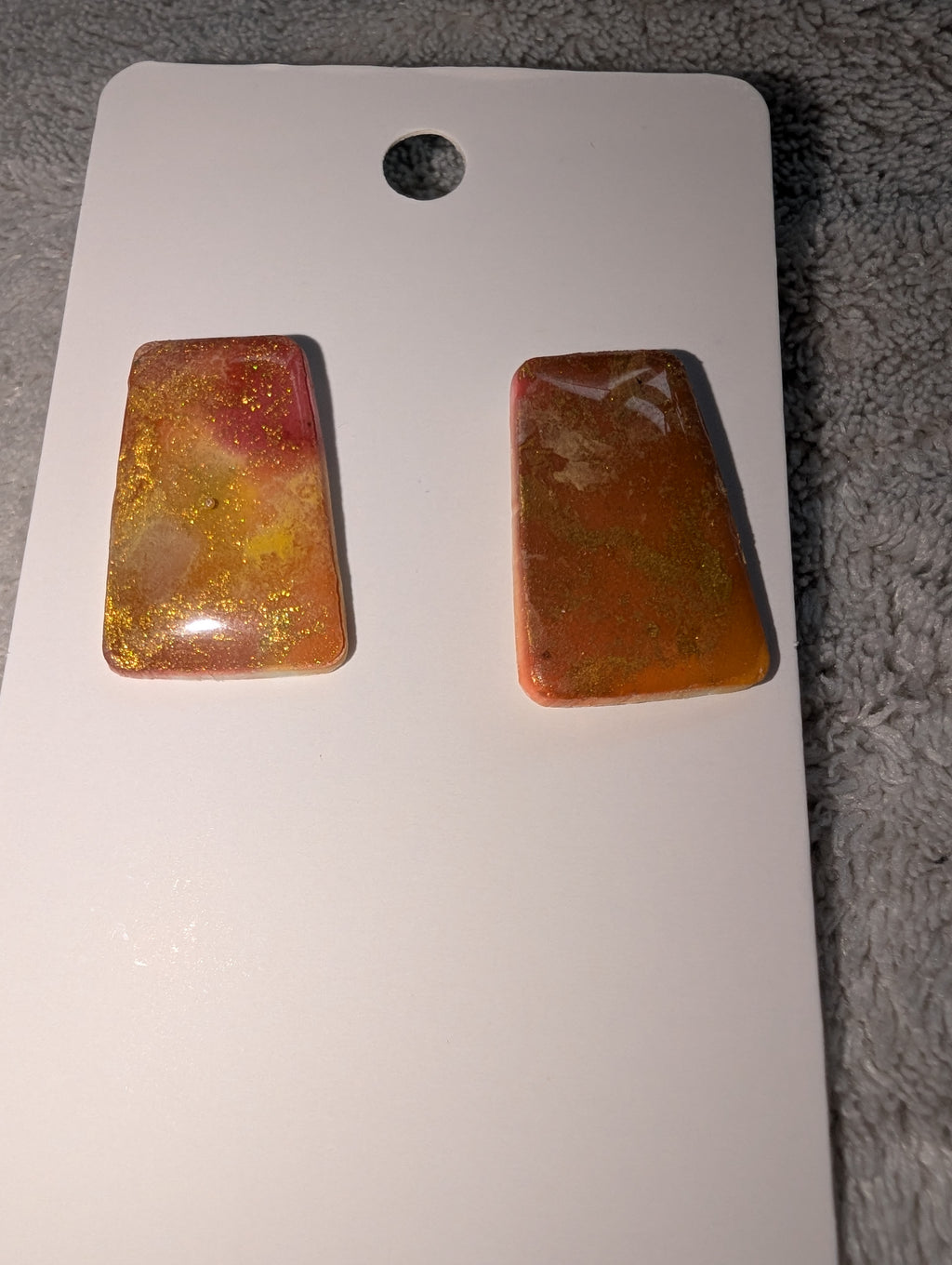 Cosmic Autumn Stud Earrings - Polymer Clay & Alcohol Ink