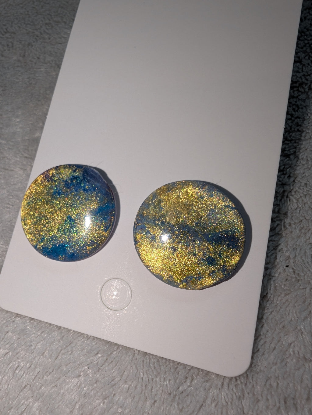 Round Cosmic Stud Earrings - Polymer Clay Galaxy