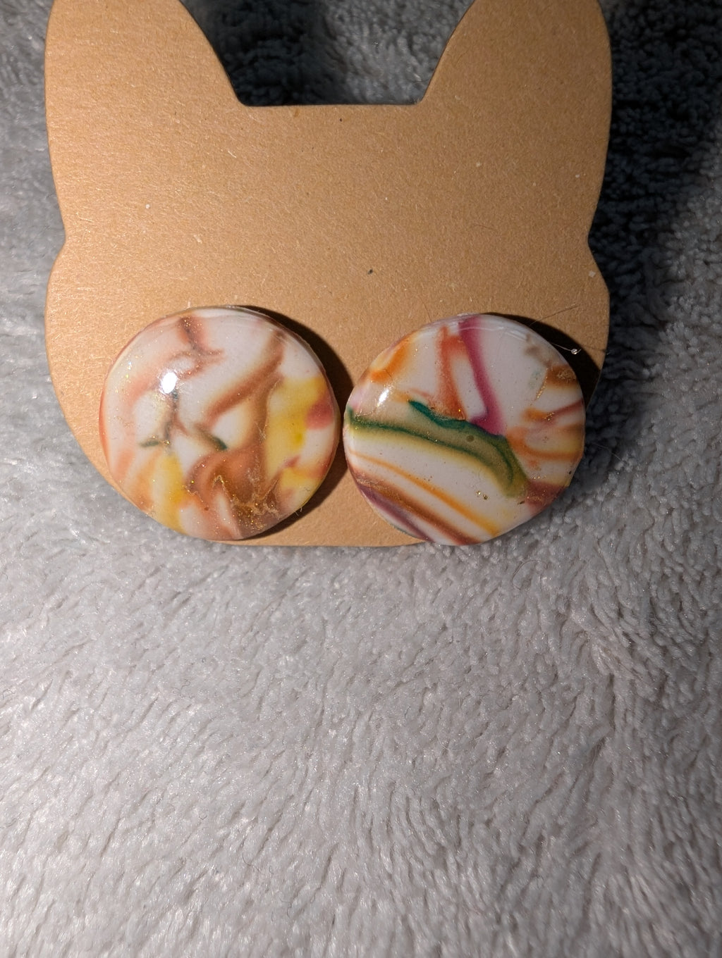 Autumn Swirls Stud Earrings - Polymer Clay