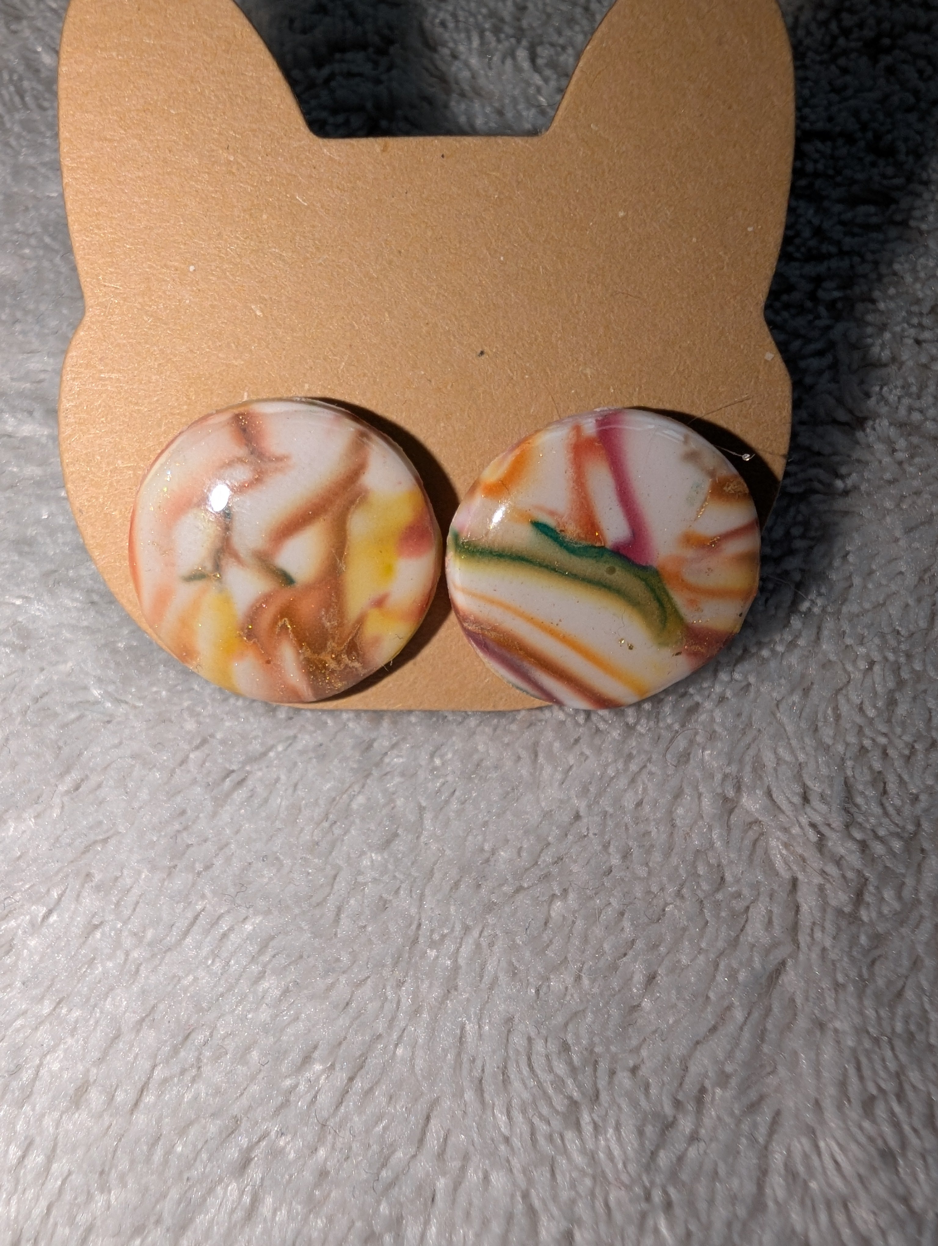 Autumn Swirls Stud Earrings - Polymer Clay