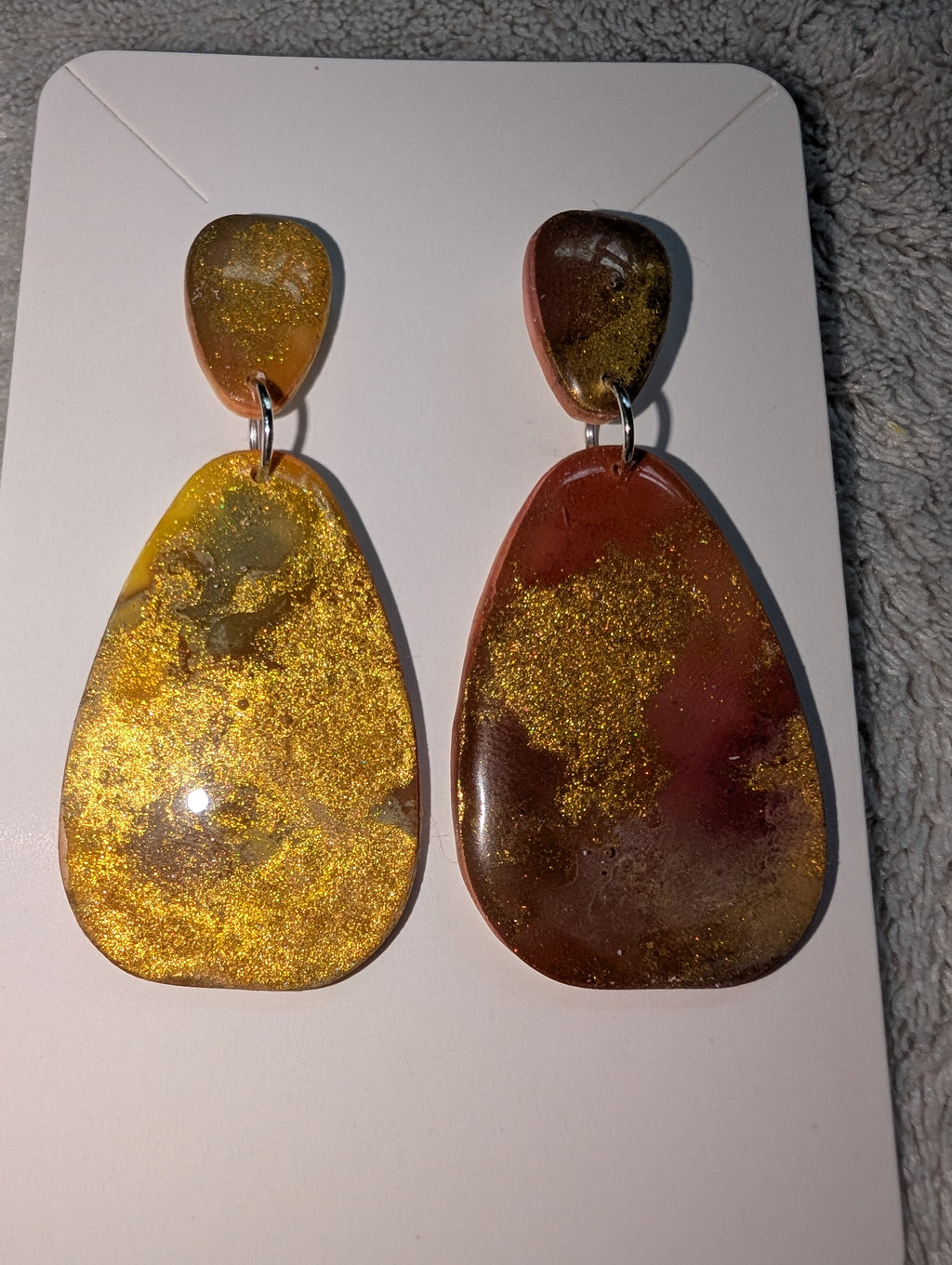 Autumn Galaxy Stud Earrings - Polymer Clay & Alcohol Ink