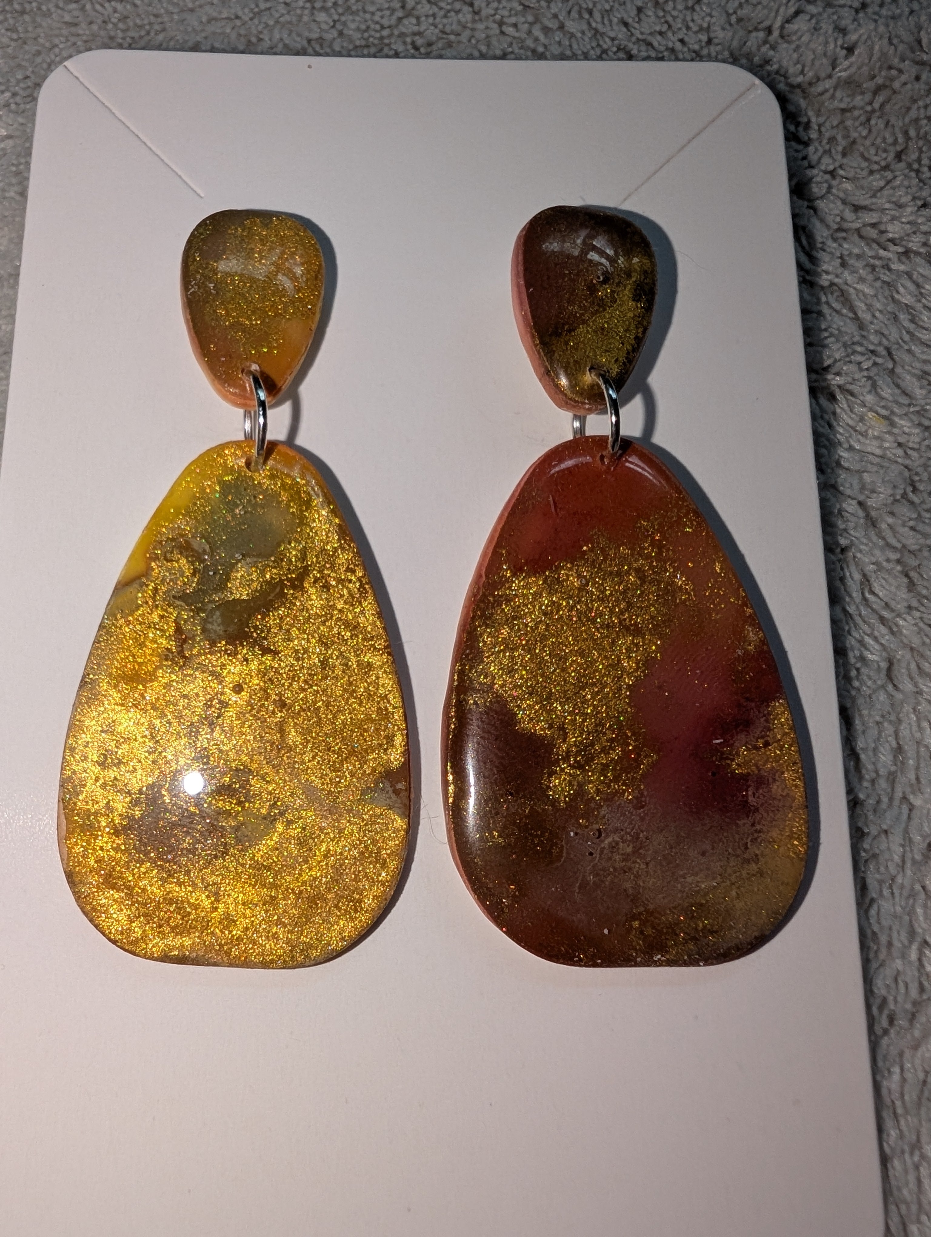 Autumn Galaxy Stud Earrings - Polymer Clay & Alcohol Ink