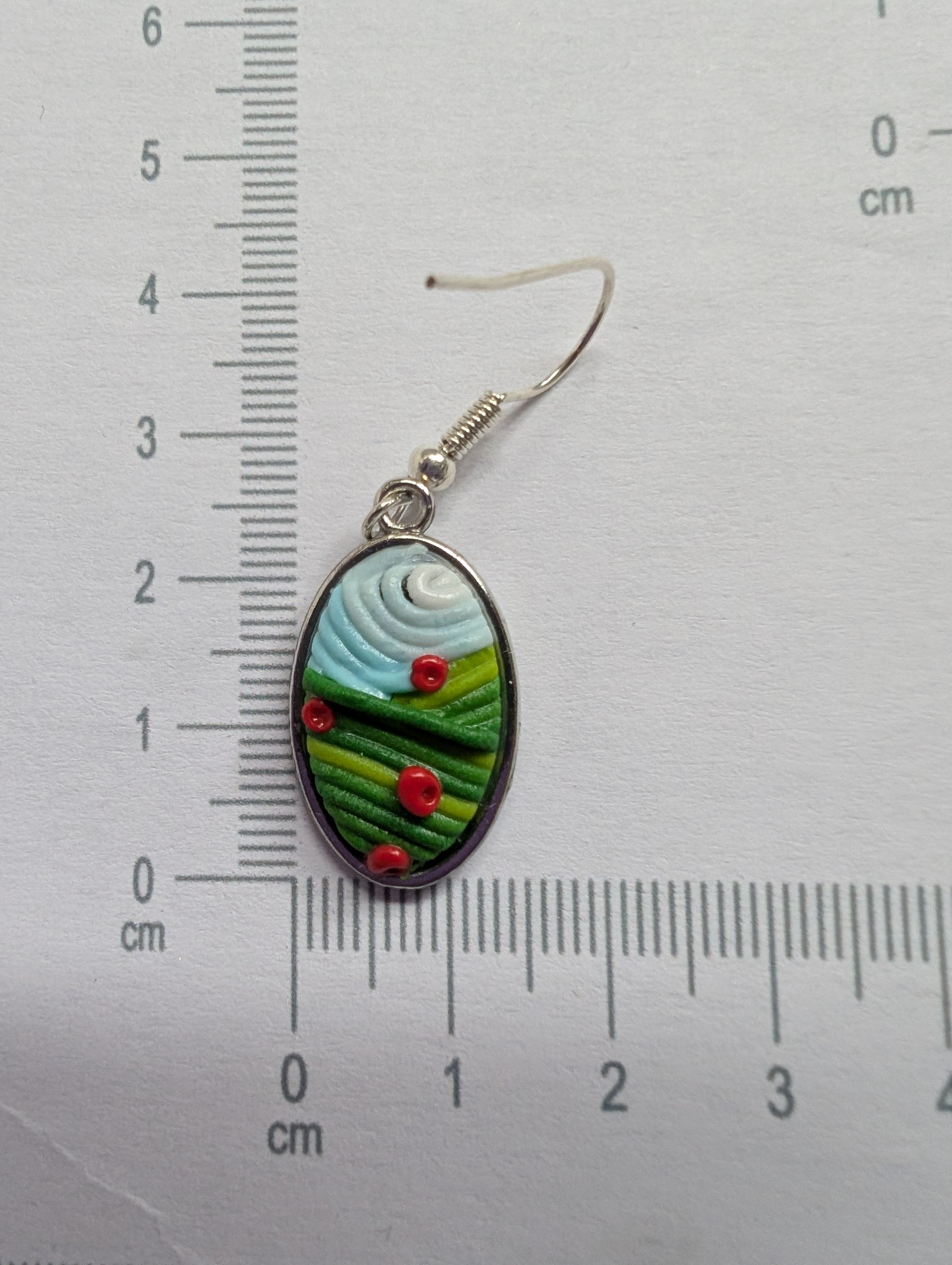 Handcrafted Polymer Clay Landscape Earrings - Stainless Steel Frame