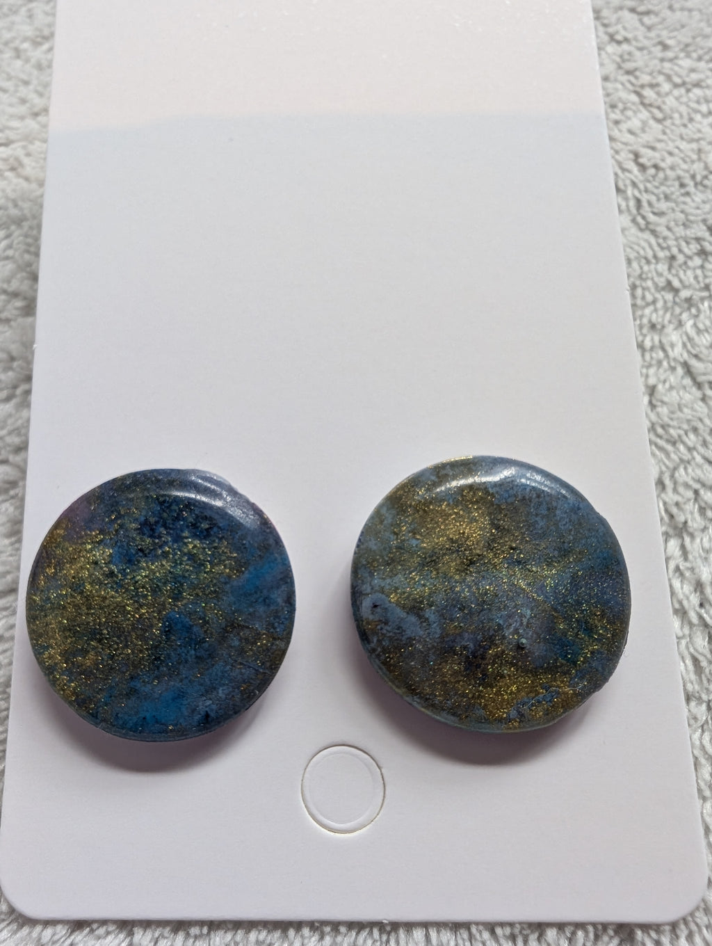 Round Cosmic Stud Earrings - Polymer Clay Galaxy