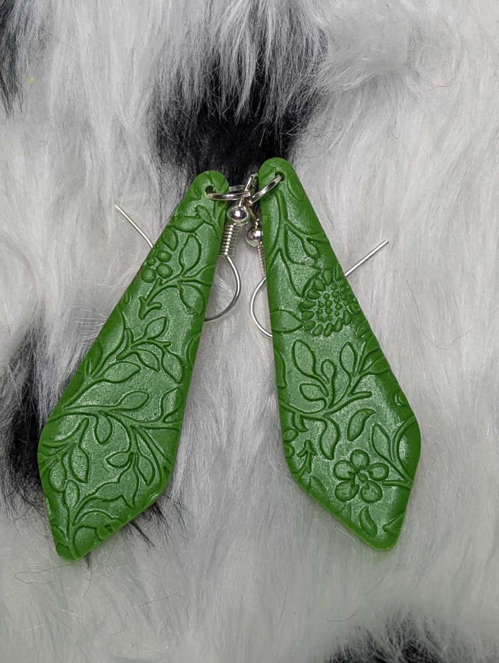 Forest green embossed earrings