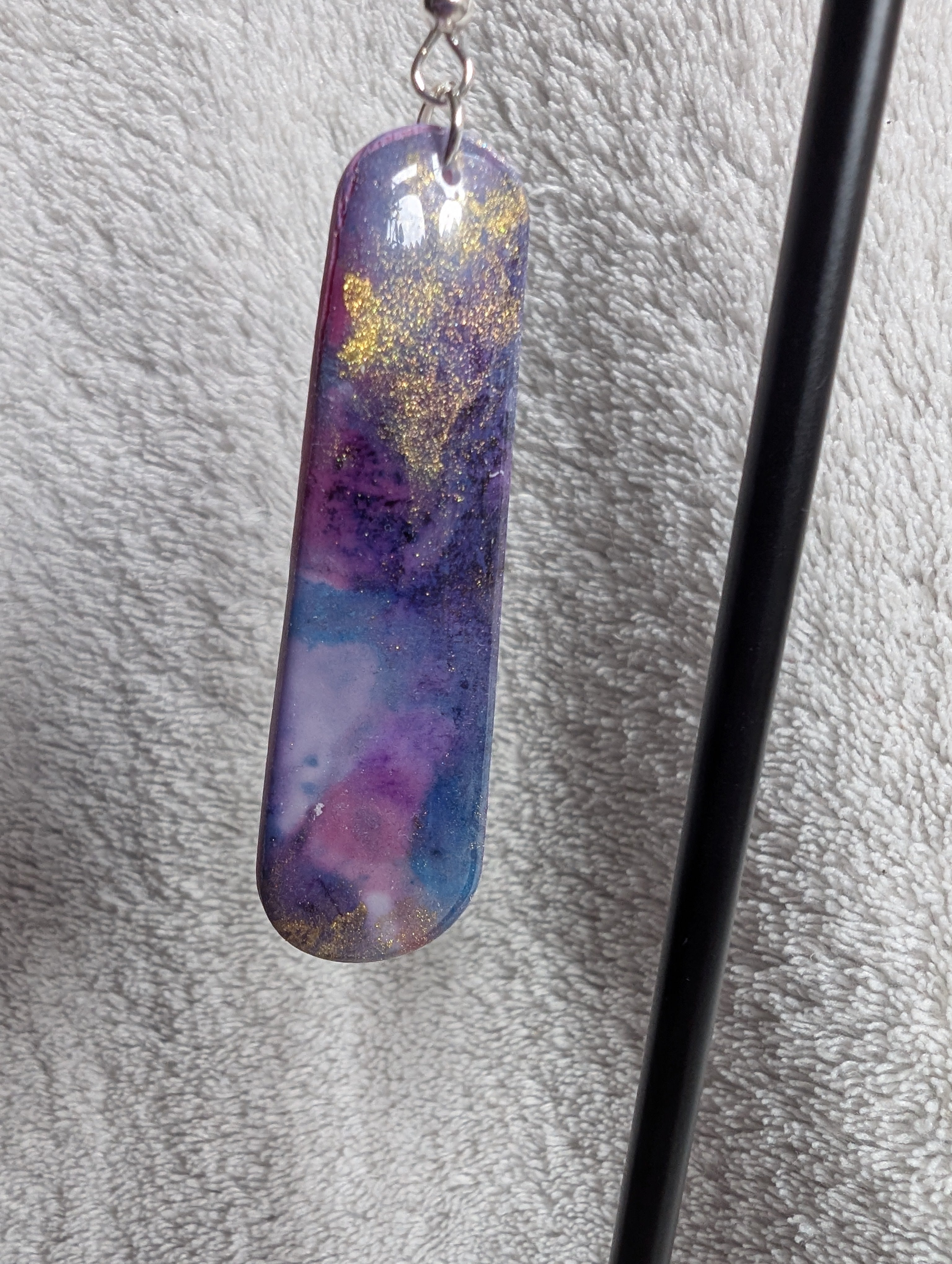 Space and Time Galaxy Earrings - Polymer Clay & Alcohol Ink