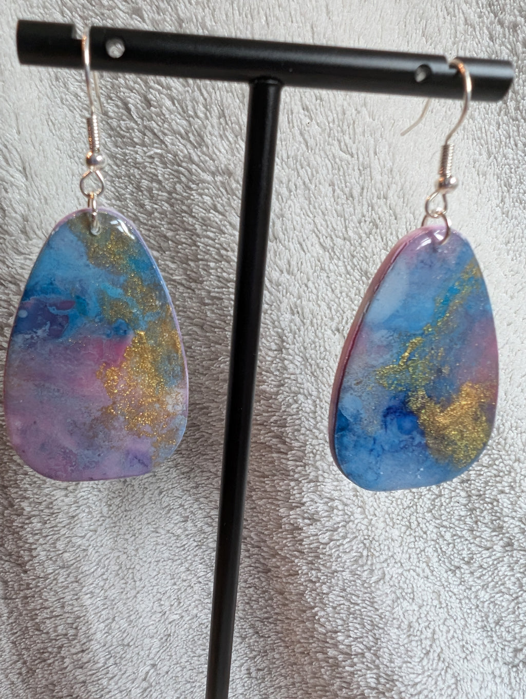 Space and Time Galaxy Earrings - Polymer Clay & Alcohol Ink