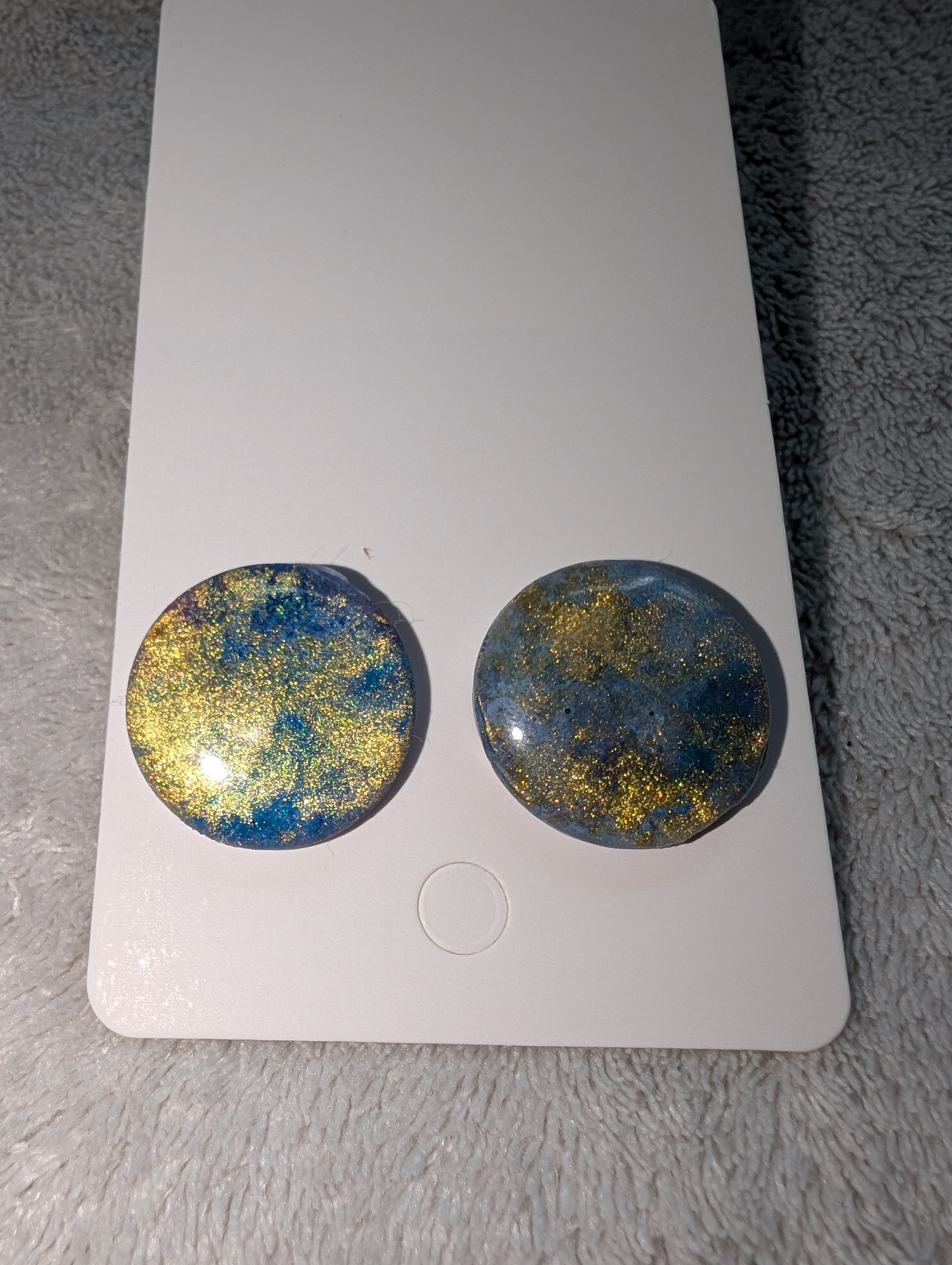 Round Cosmic Stud Earrings - Polymer Clay Galaxy