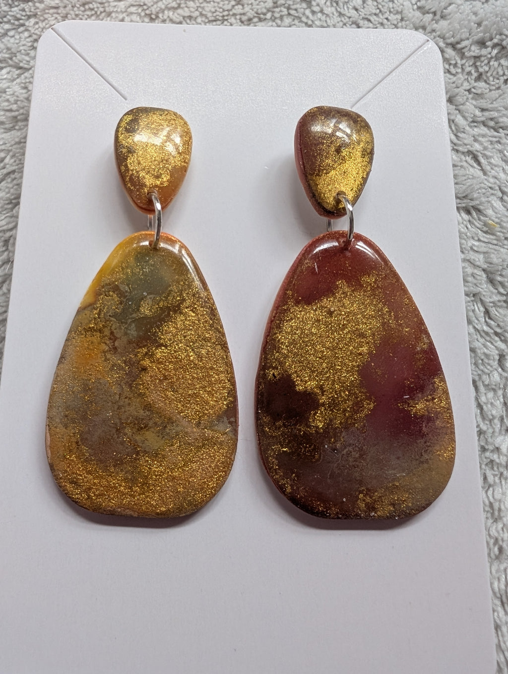 Autumn Galaxy Stud Earrings - Polymer Clay & Alcohol Ink