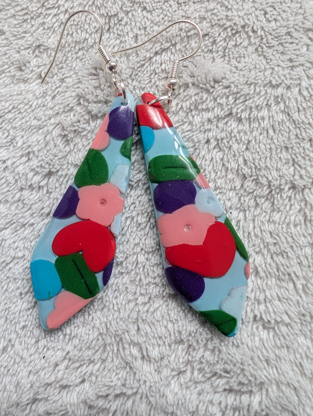 60s Style Flower Power Earrings - Handcrafted with Epoxy Resin