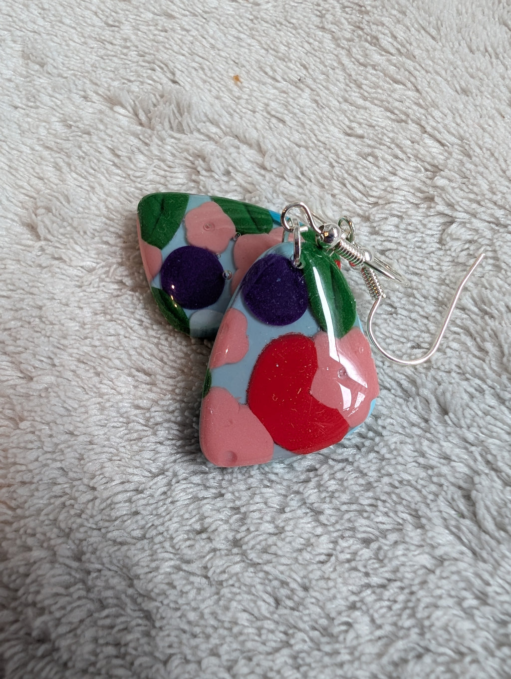 60s Style Flower Power Earrings - Handcrafted with Epoxy Resin