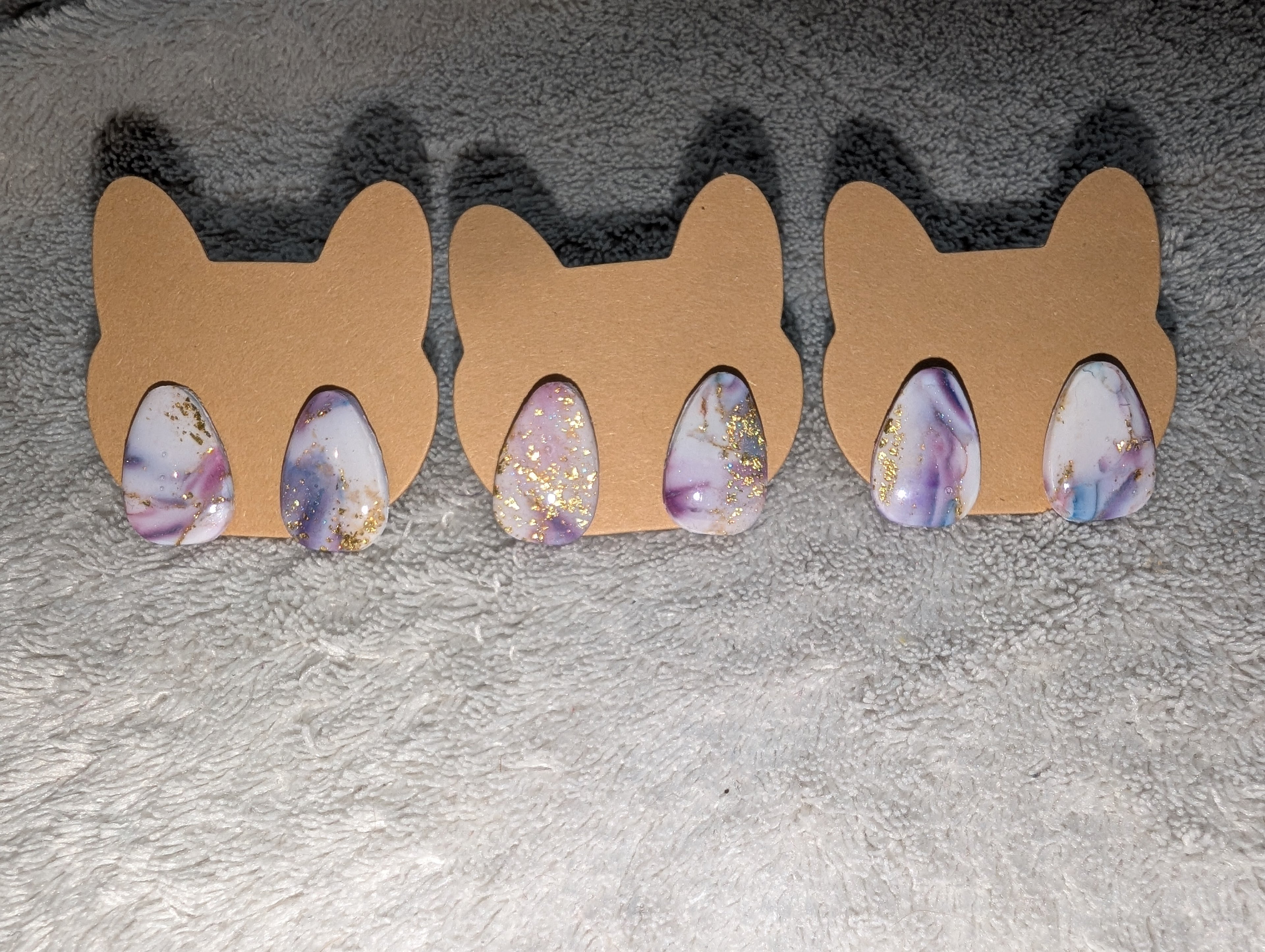 Small Marble Effect Stud Earrings - Polymer Clay