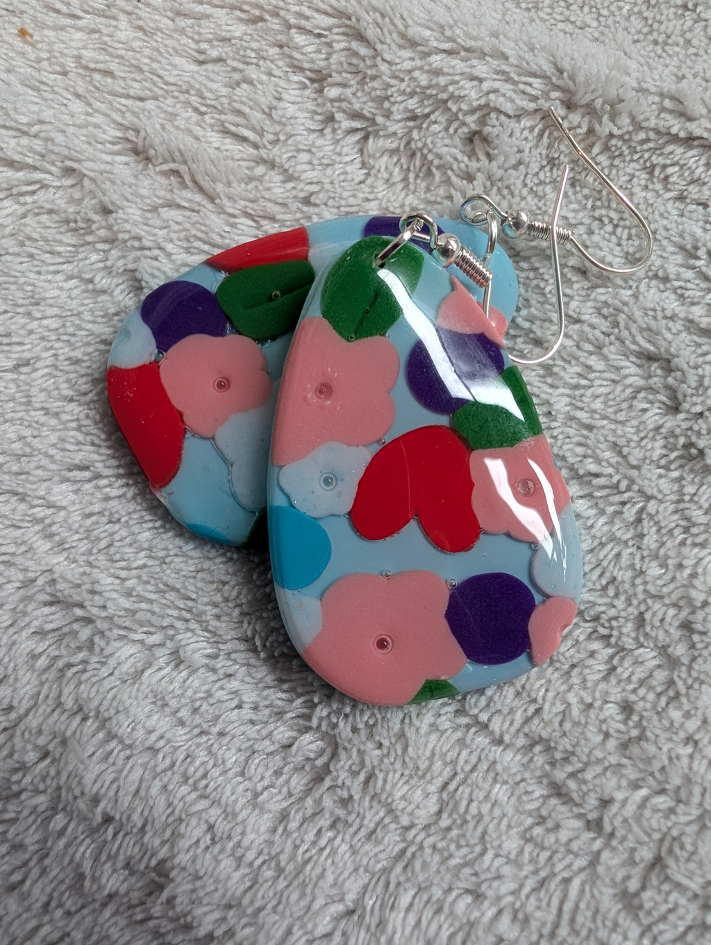 60s Style Flower Power Earrings - Handcrafted with Epoxy Resin