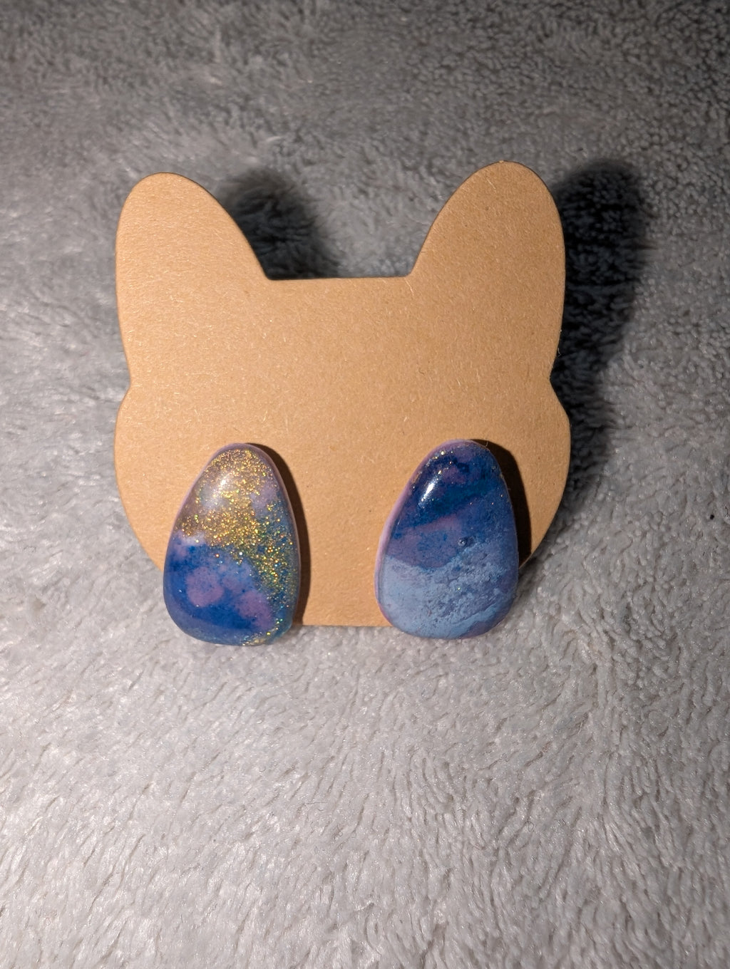 Small Space Stud Earrings - Teardrop Polymer Clay