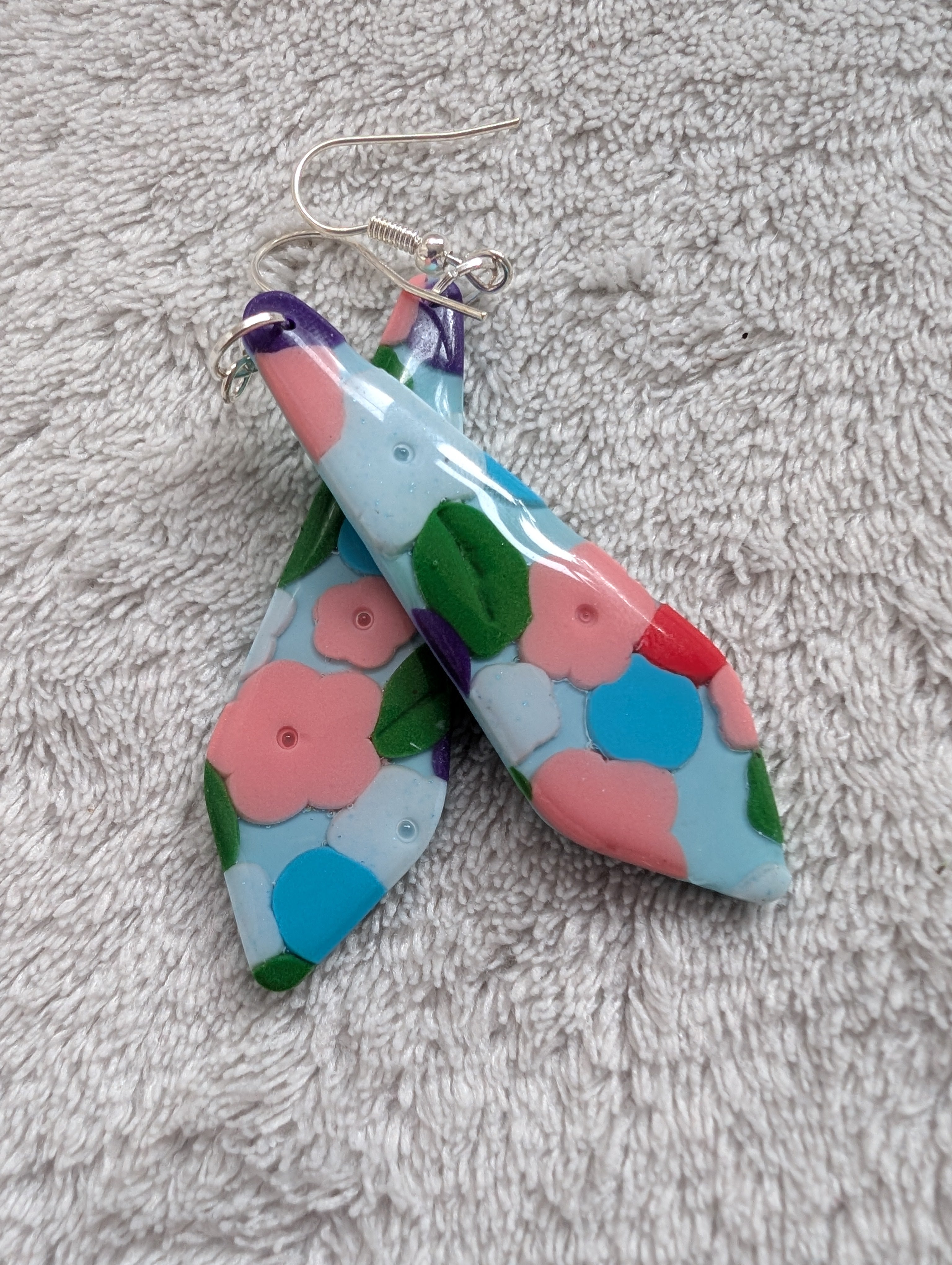 60s Style Flower Power Earrings - Handcrafted with Epoxy Resin