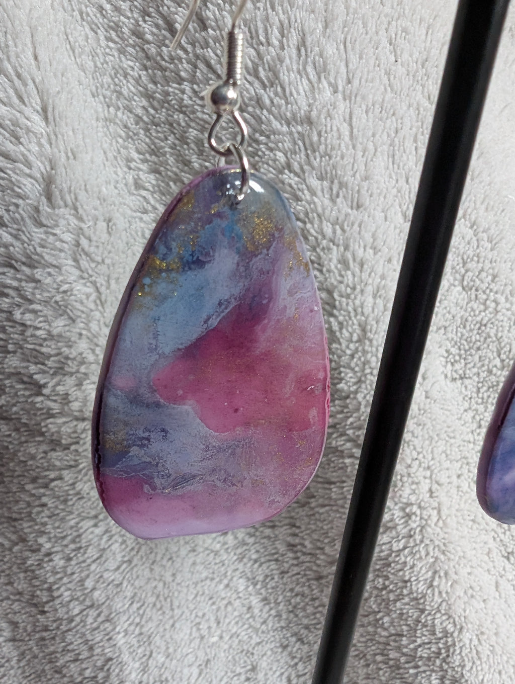 Space and Time Galaxy Earrings - Polymer Clay & Alcohol Ink