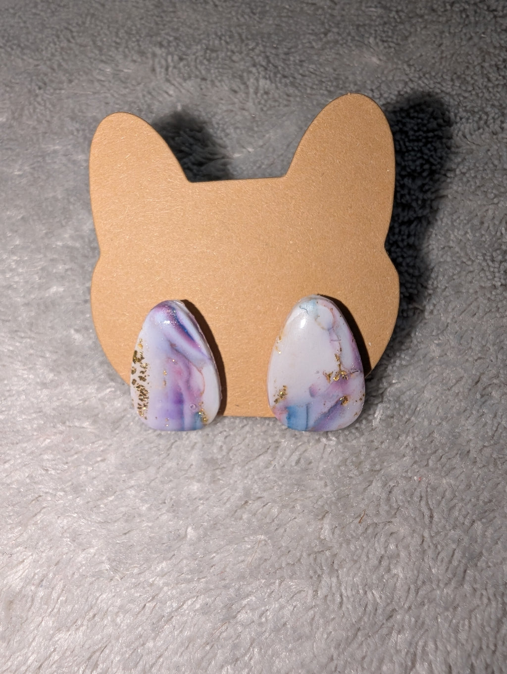 Small Marble Effect Stud Earrings - Polymer Clay