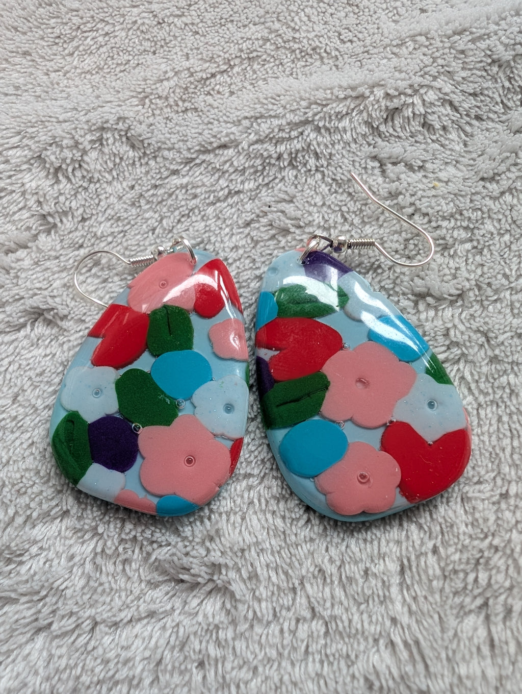 60s Style Flower Power Earrings - Handcrafted with Epoxy Resin