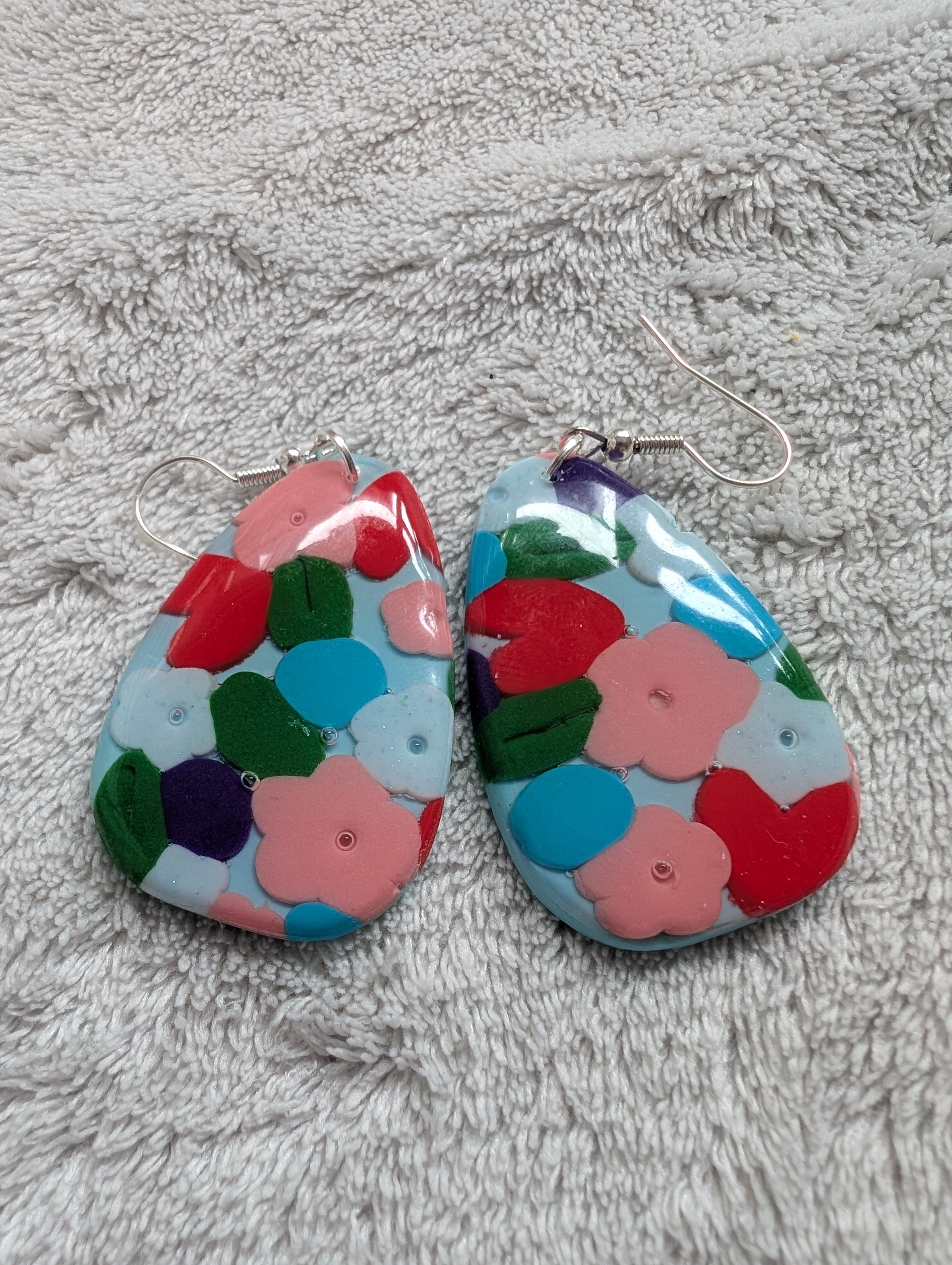 60s Style Flower Power Earrings - Handcrafted with Epoxy Resin