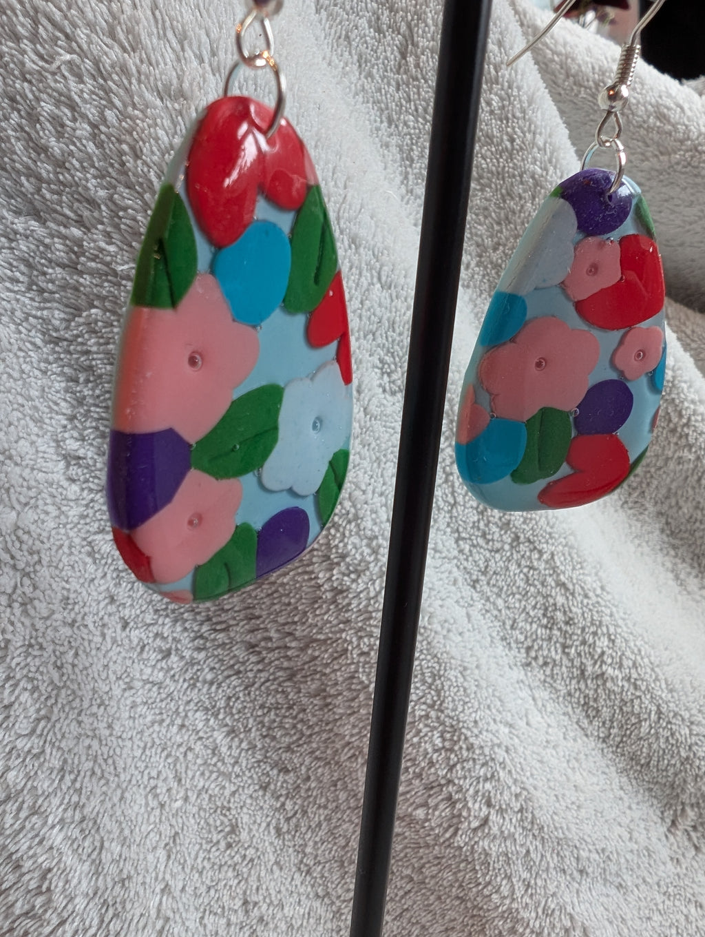 60s Style Flower Power Earrings - Handcrafted with Epoxy Resin