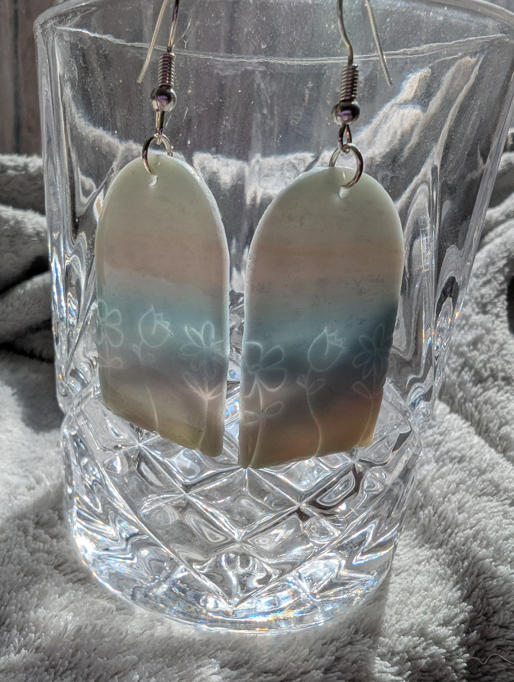 Handmade Semi-Translucent Stone Effect Earrings - Natural Gradient Design