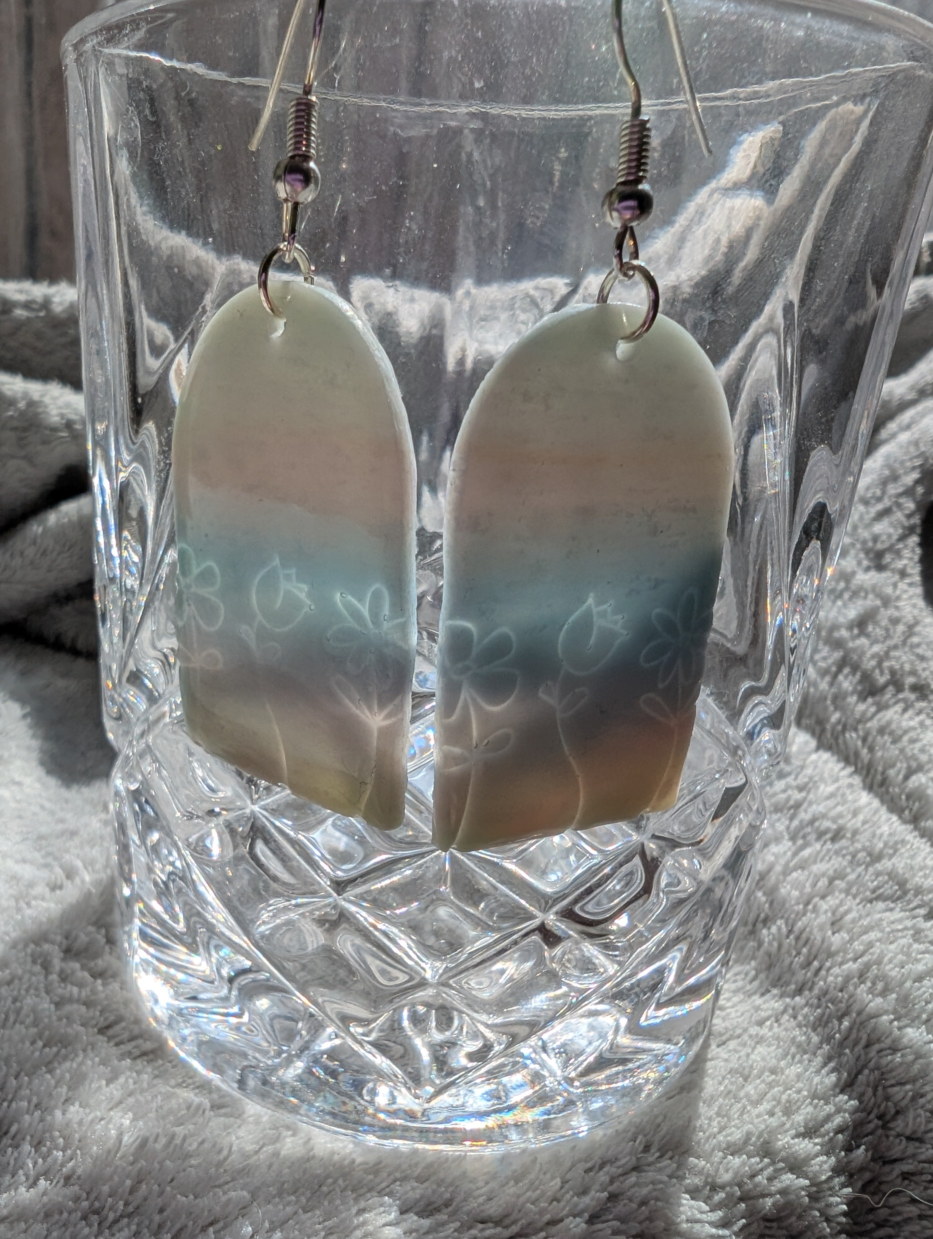 Handmade Semi-Translucent Stone Effect Earrings - Natural Gradient Design