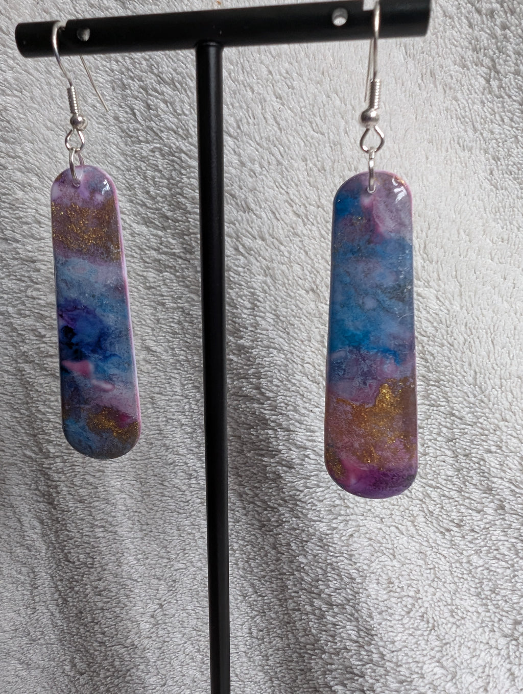 Space and Time Galaxy Earrings - Polymer Clay & Alcohol Ink