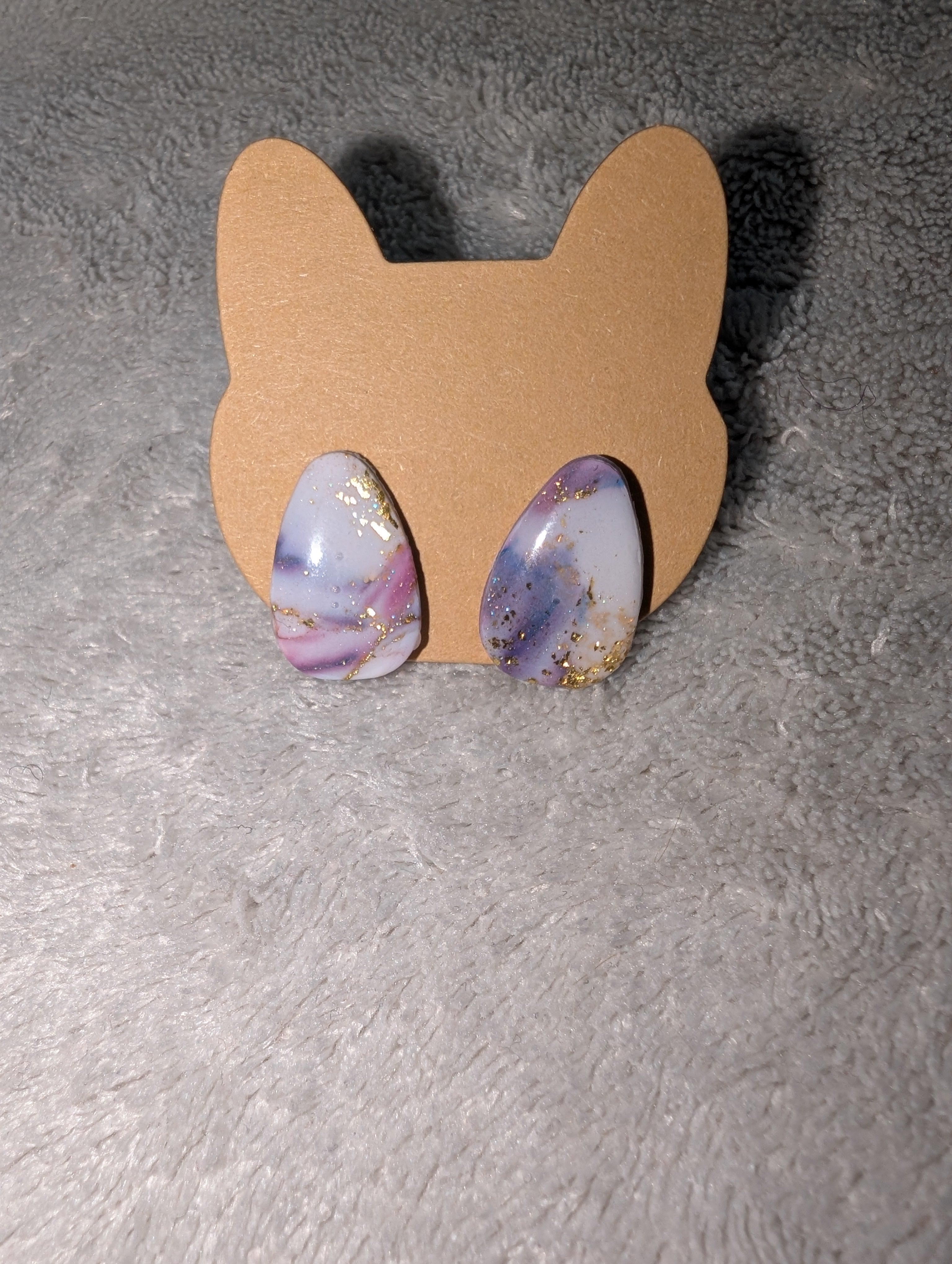 Small Marble Effect Stud Earrings - Polymer Clay