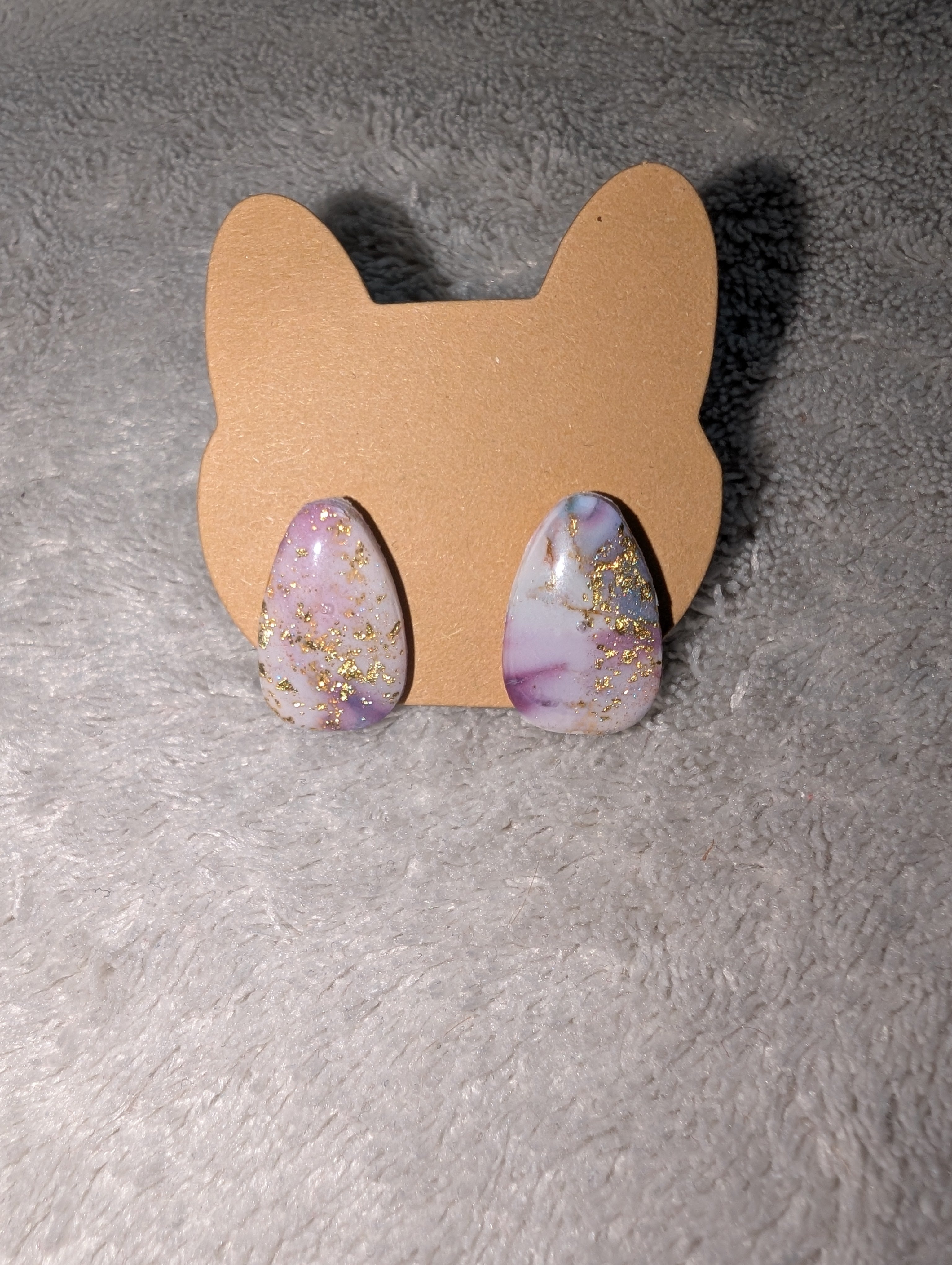 Small Marble Effect Stud Earrings - Polymer Clay