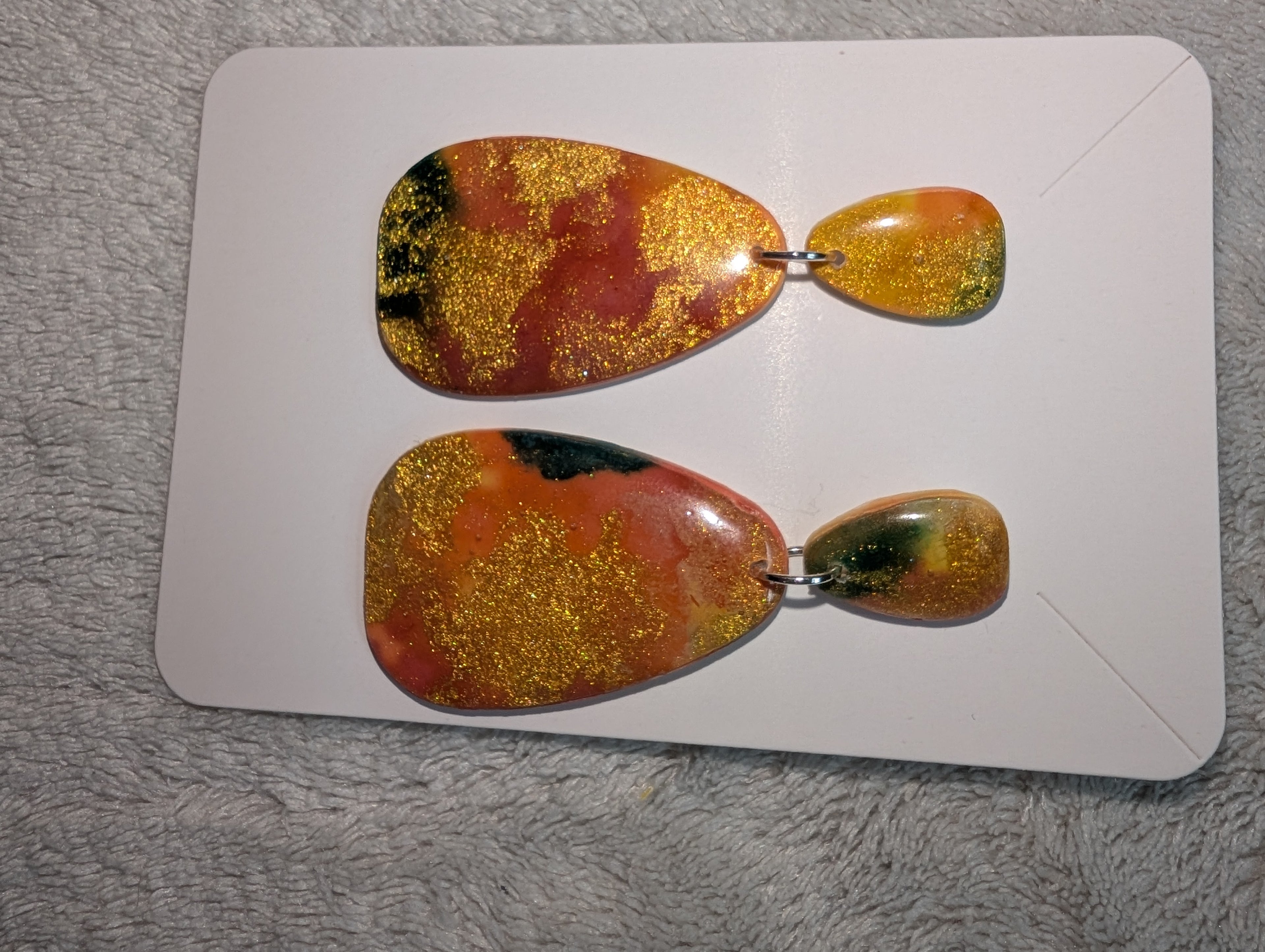 Autumn Galaxy Stud Earrings - Polymer Clay & Alcohol Ink