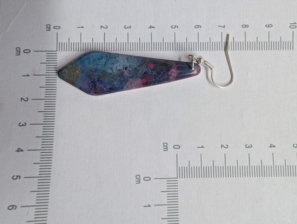 Space and Time Galaxy Earrings - Polymer Clay & Alcohol Ink