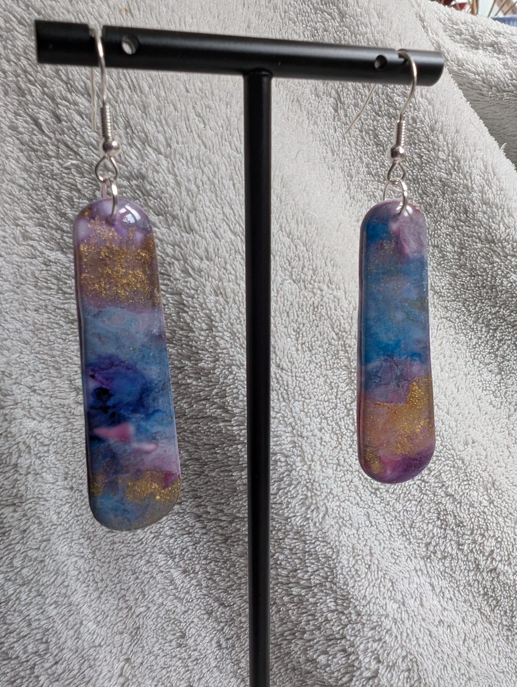 Space and Time Galaxy Earrings - Polymer Clay & Alcohol Ink