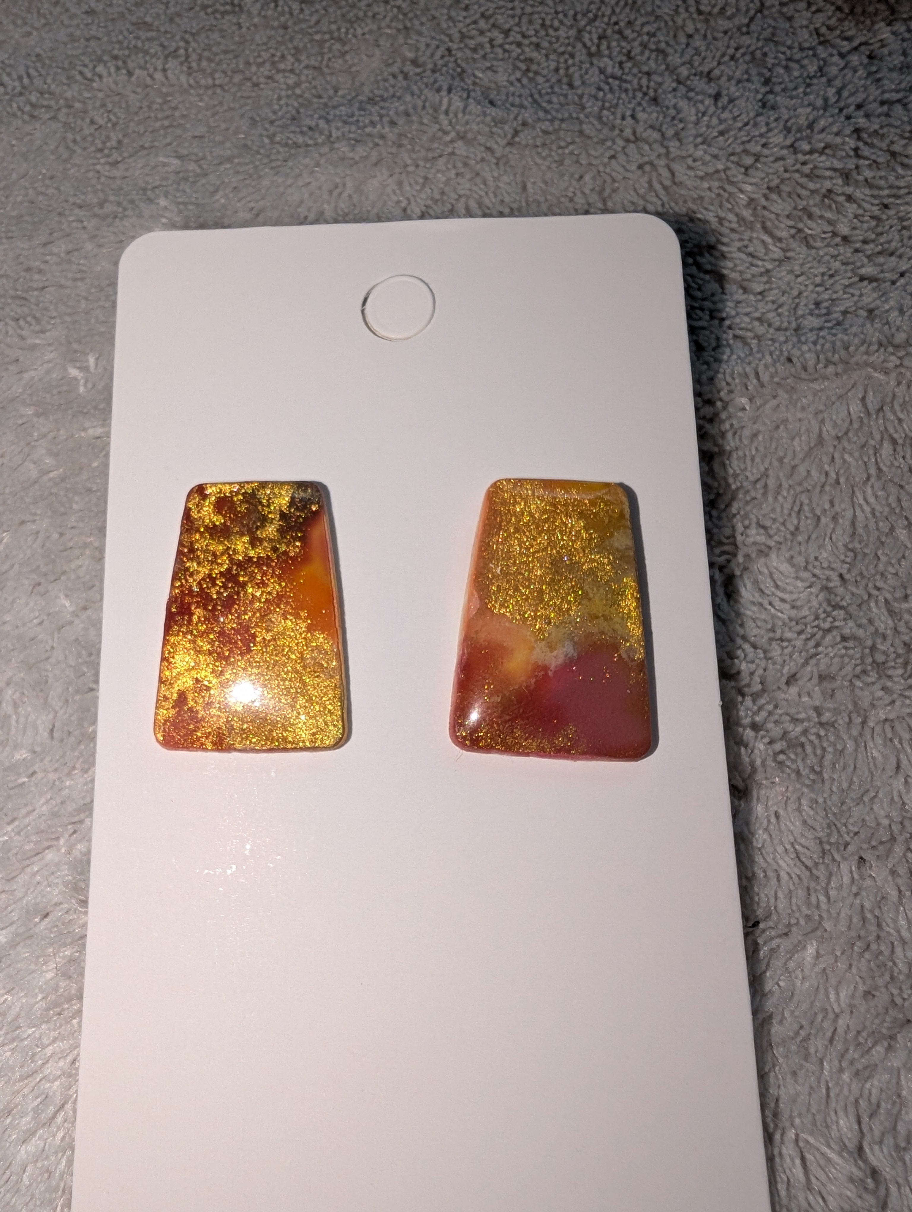 Cosmic Autumn Stud Earrings - Polymer Clay & Alcohol Ink