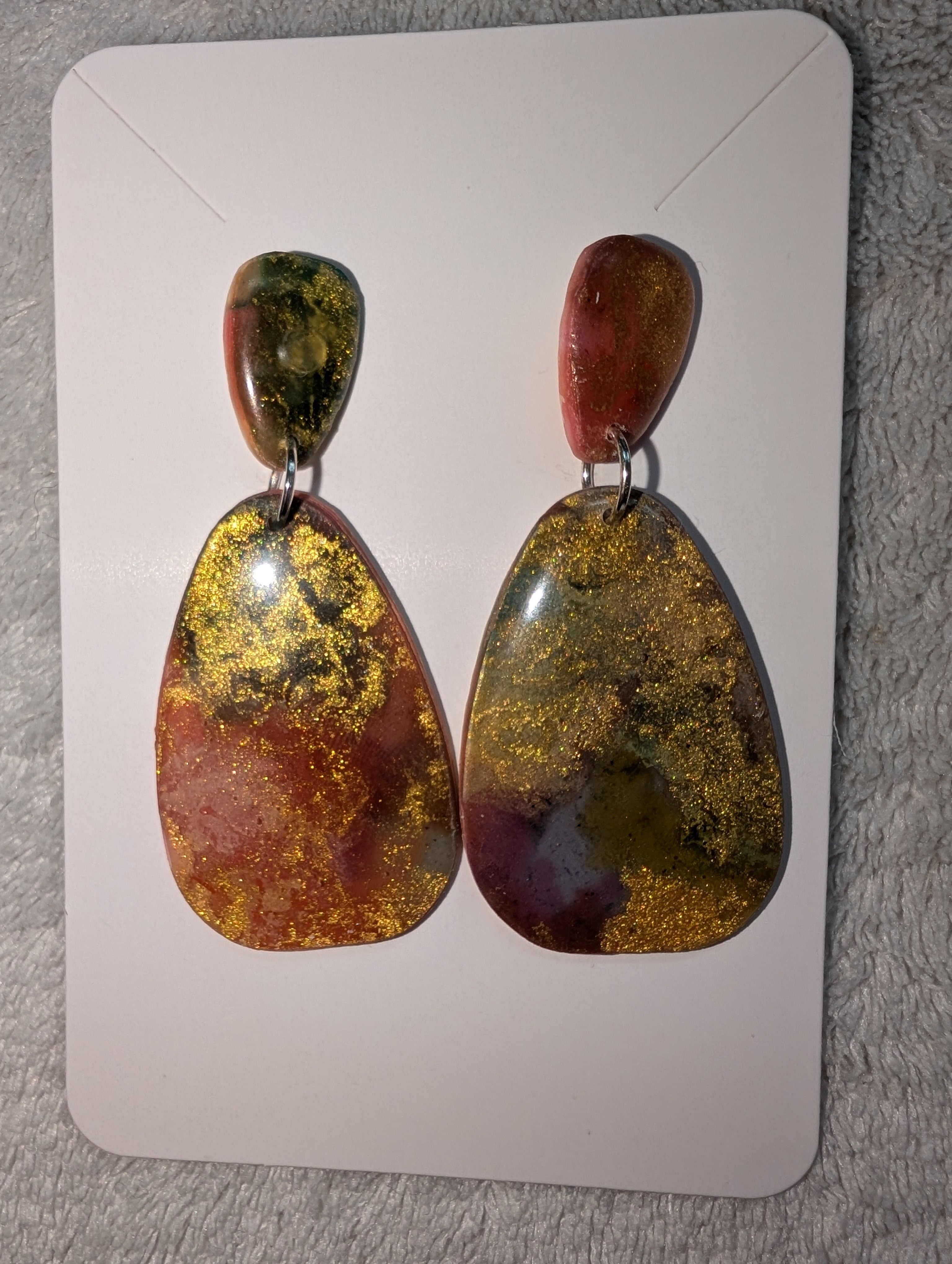Autumn Galaxy Stud Earrings - Polymer Clay & Alcohol Ink