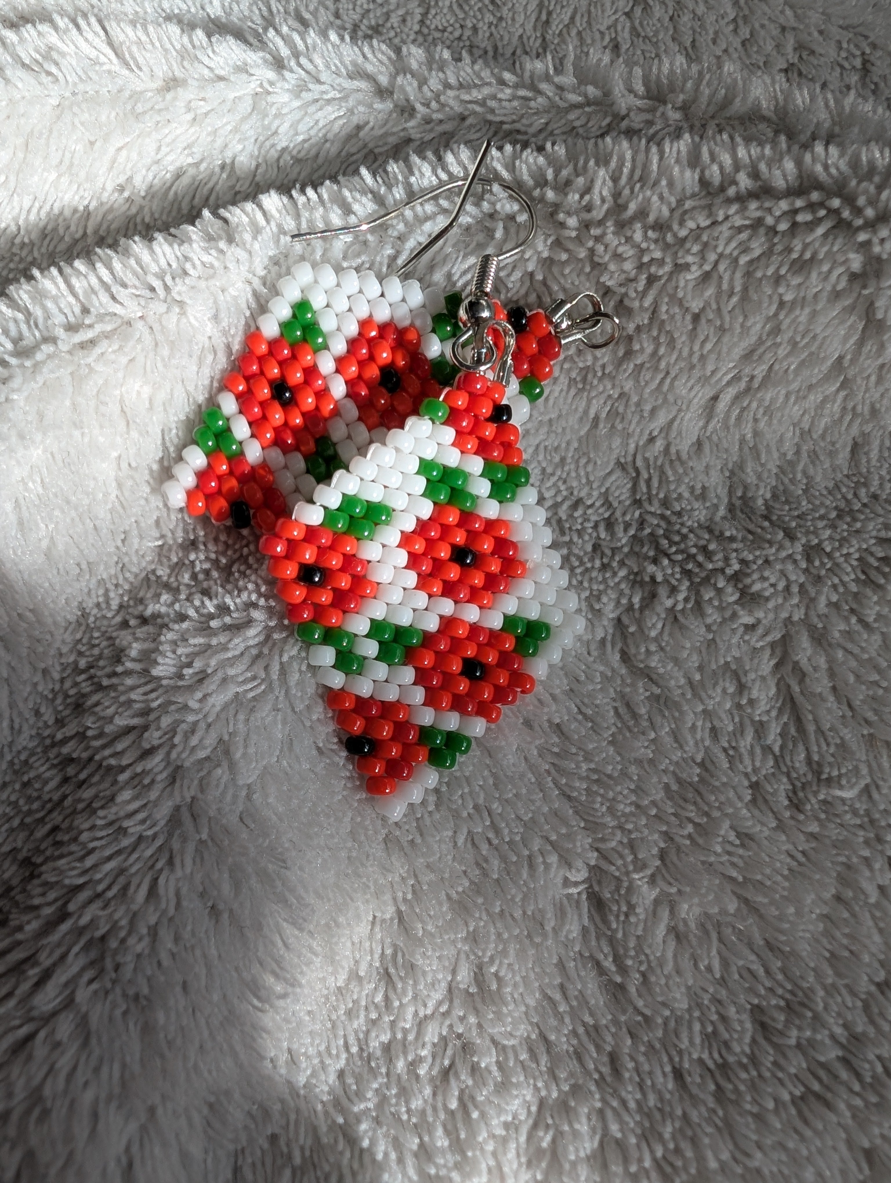 Handcrafted Poppy Beaded Earrings - Japanese Toho & Miyuki Beads
