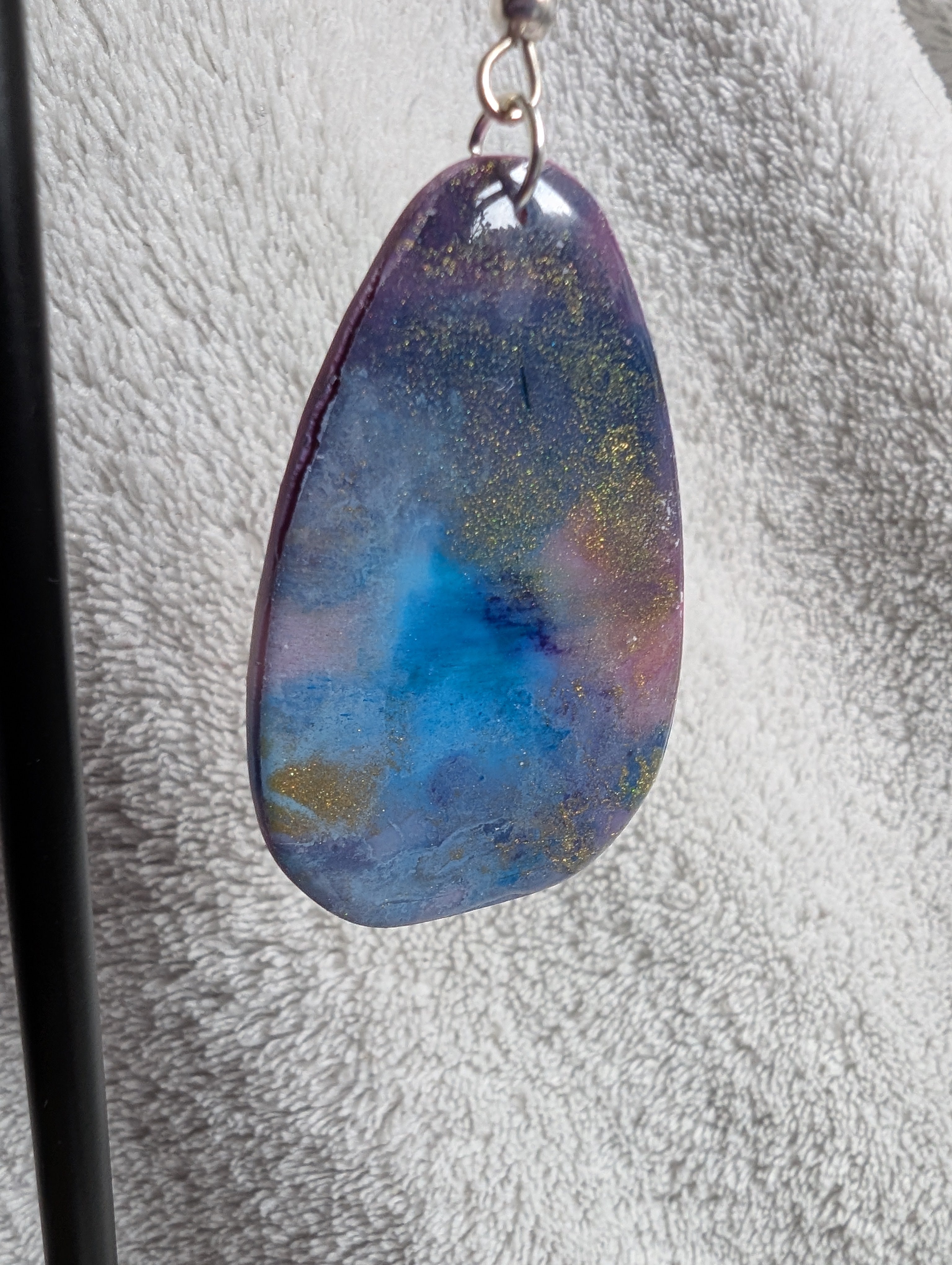 Space and Time Galaxy Earrings - Polymer Clay & Alcohol Ink